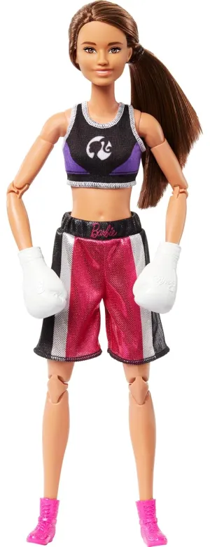 Barbie Made To Move Career Boxer Player Doll With Uniform And Boxing Gloves For Kids Ages 3 Years And Up