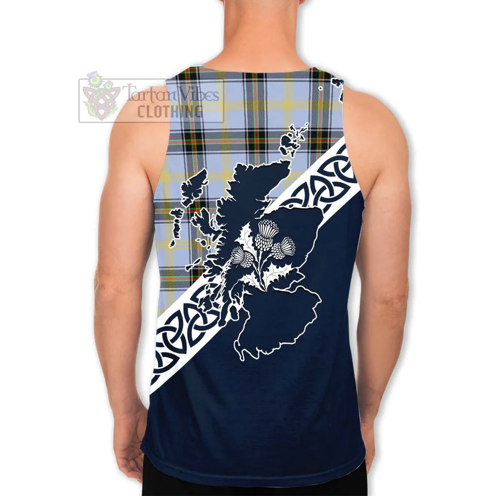 Bell Tartan Men's Tank Top Featuring Thistle and Scotland Map