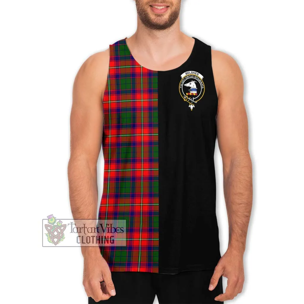 Belshes Tartan Men's Tank Top with Family Crest and Half Of Me Style