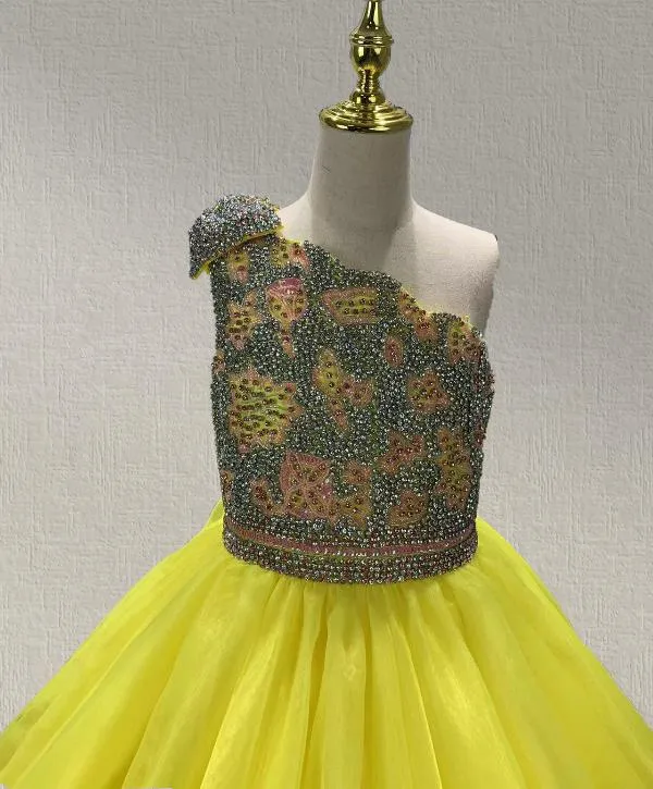 Best Beauty Little Girls Yellow Evening Gown For Pageant