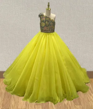 Best Beauty Little Girls Yellow Evening Gown For Pageant