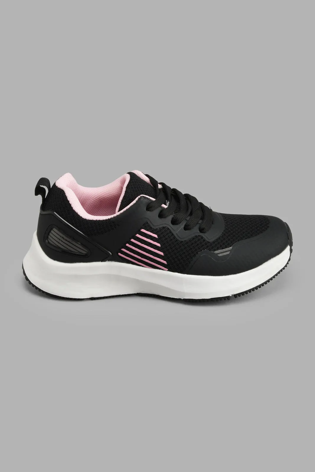 Black And Pink Lace-Up Trainer