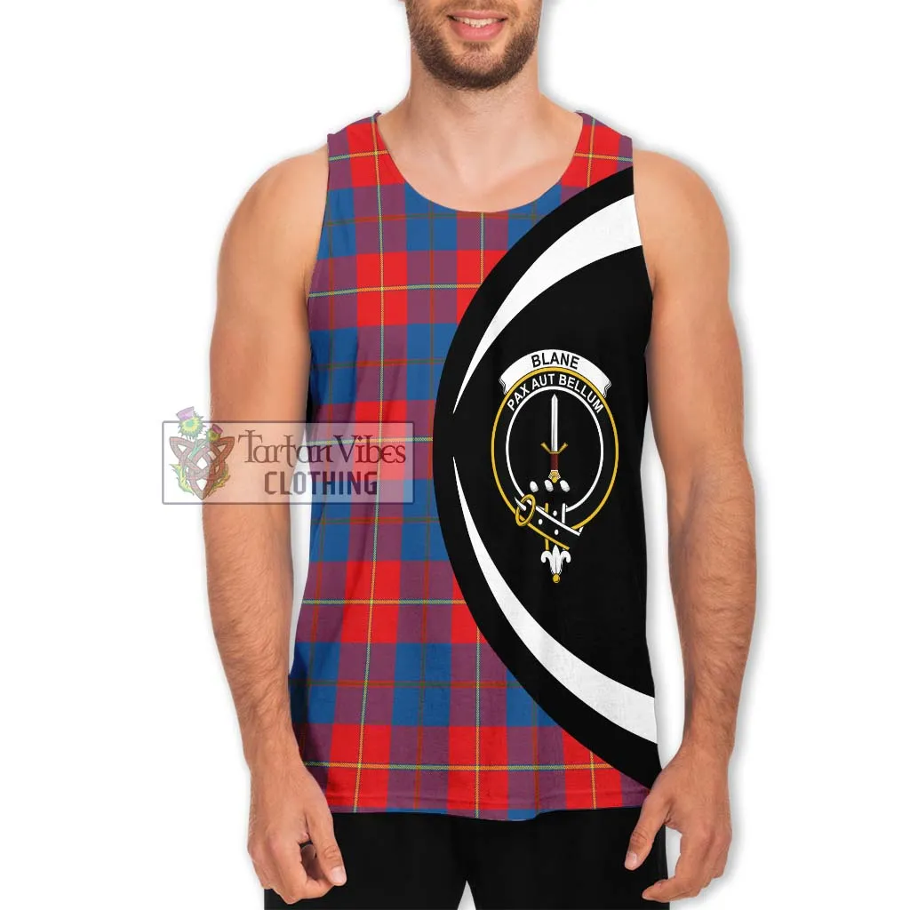 Blane Tartan Men's Tank Top with Family Crest Circle Style