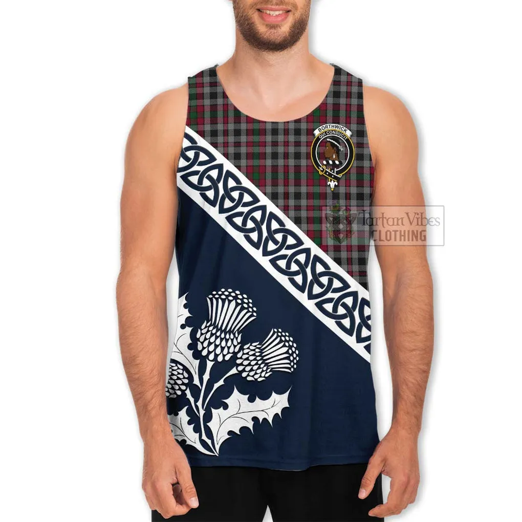 Borthwick Tartan Men's Tank Top Featuring Thistle and Scotland Map