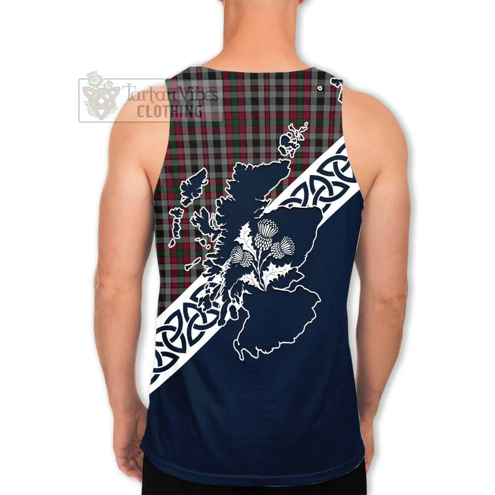 Borthwick Tartan Men's Tank Top Featuring Thistle and Scotland Map