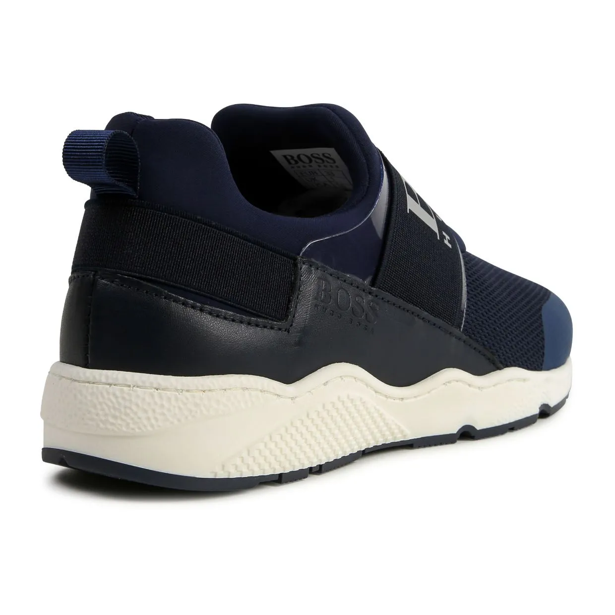 Boss Kids Navy Logo Strap Trainers