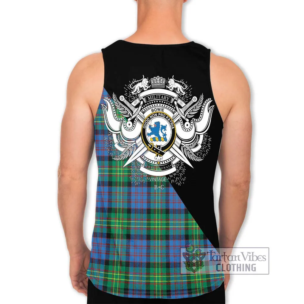 Bowie Ancient Tartan Men's Tank Top with Family Crest and Military Logo Style