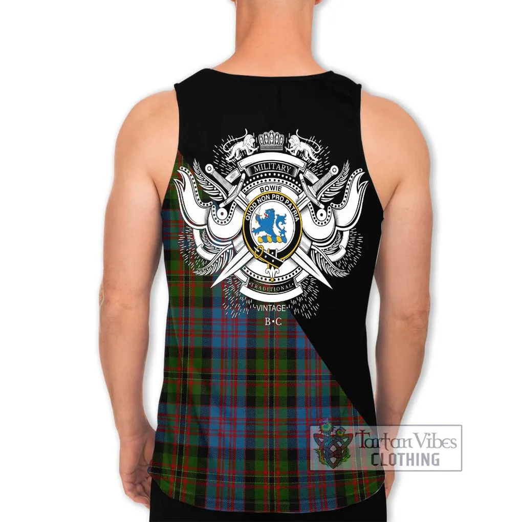 Bowie Tartan Men's Tank Top with Family Crest and Military Logo Style