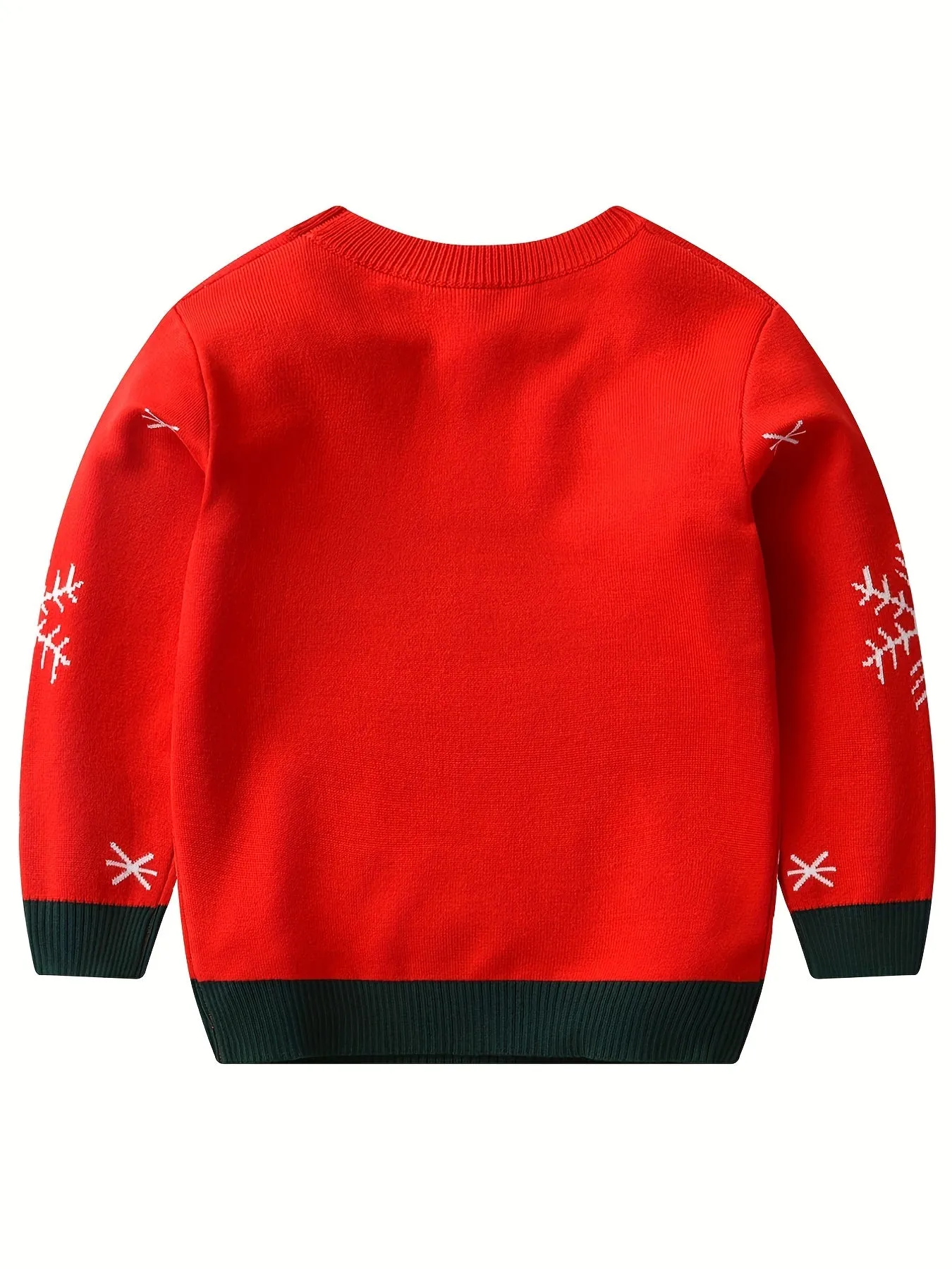 Boy's Christmas Elk Pattern Knitted Sweater, Casual Slightly Stretch Breathable Pullover Top For Outdoor