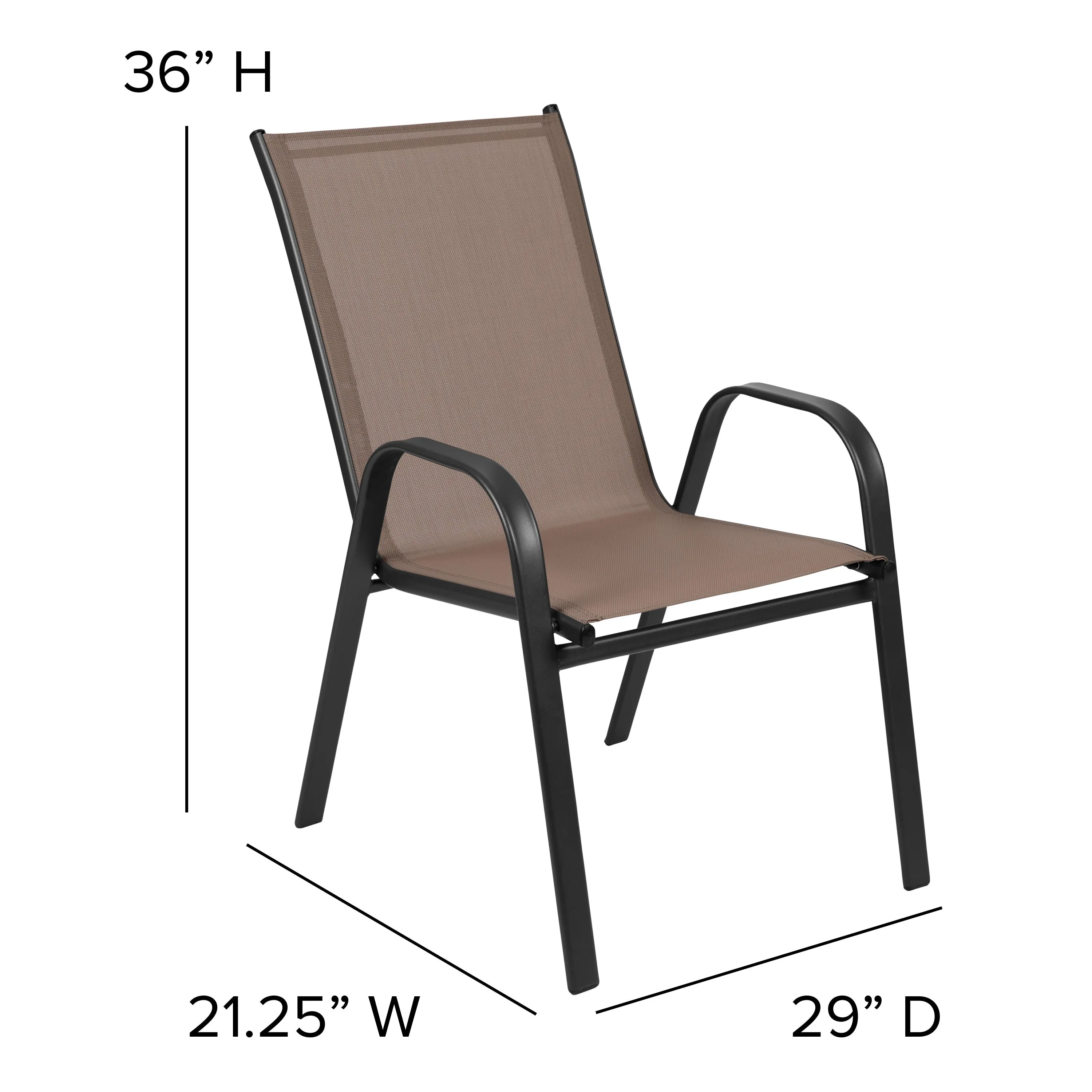 Brazos Series Outdoor Stack Chair with Flex Comfort Material and Metal Frame