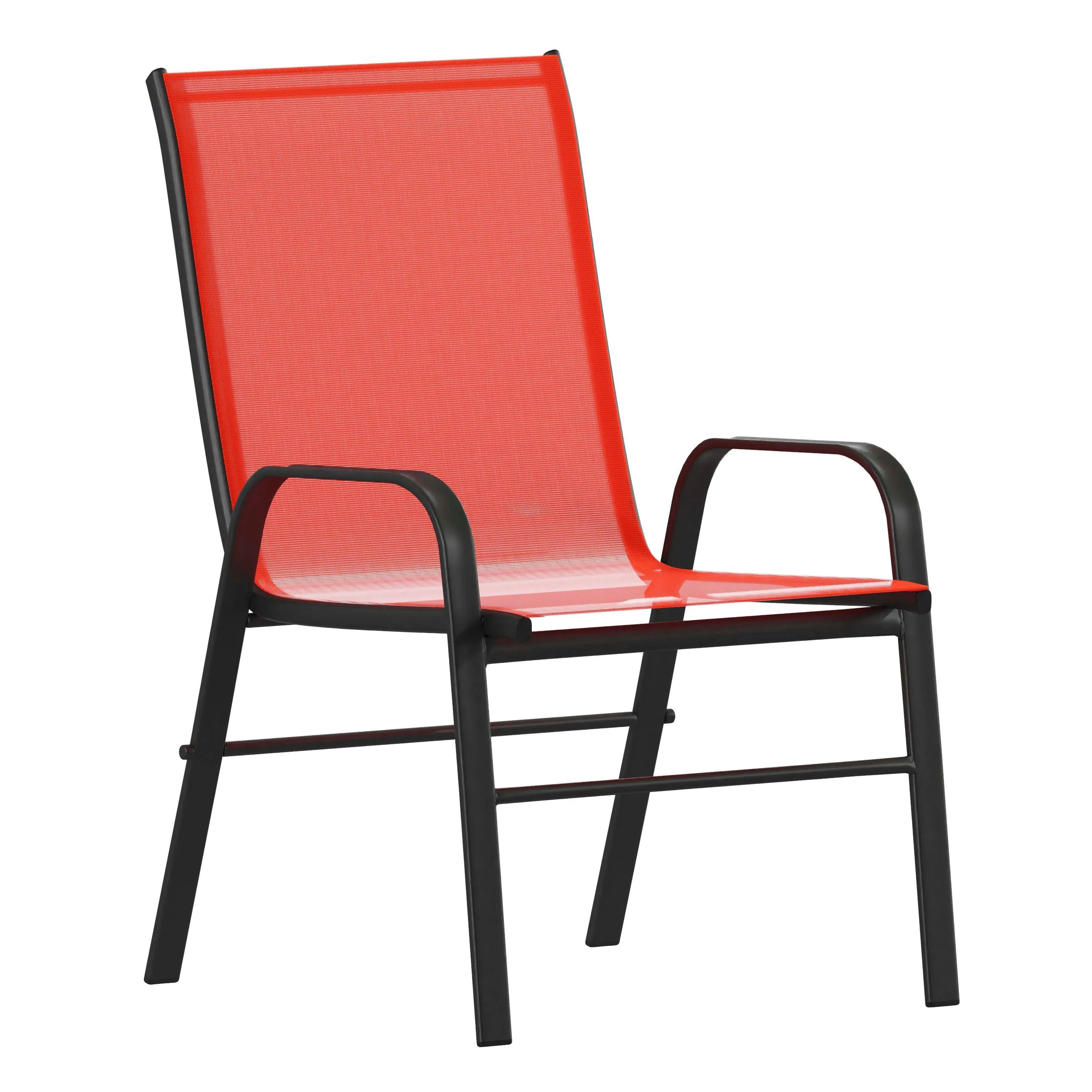 Brazos Series Outdoor Stack Chair with Flex Comfort Material and Metal Frame