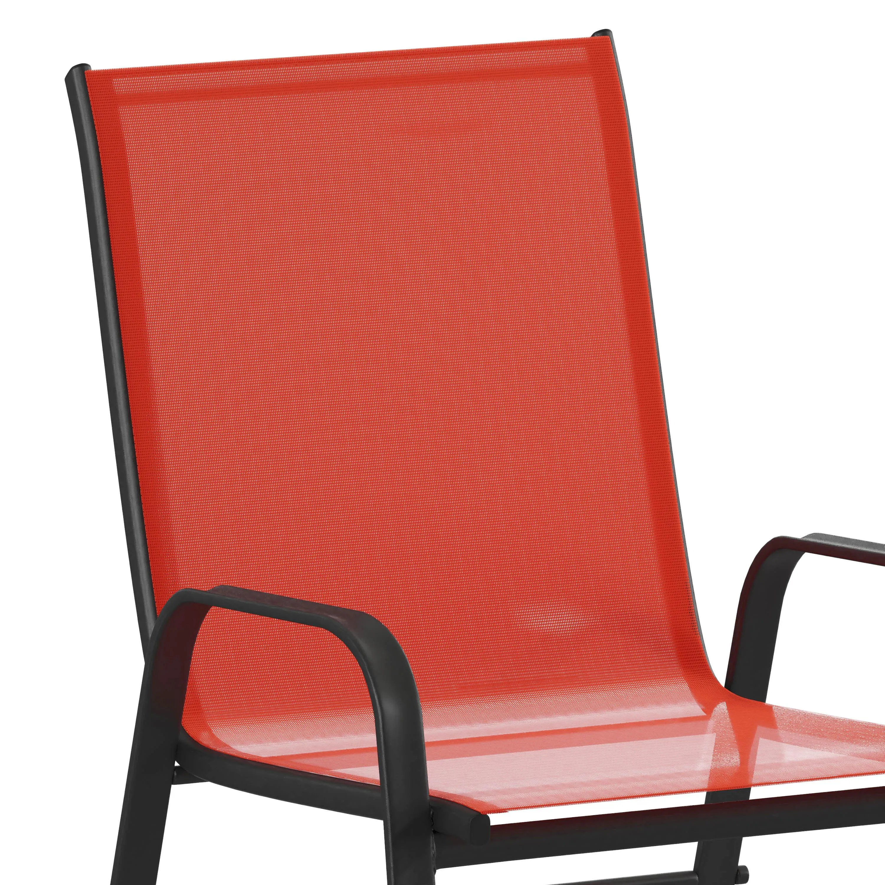 Brazos Series Outdoor Stack Chair with Flex Comfort Material and Metal Frame