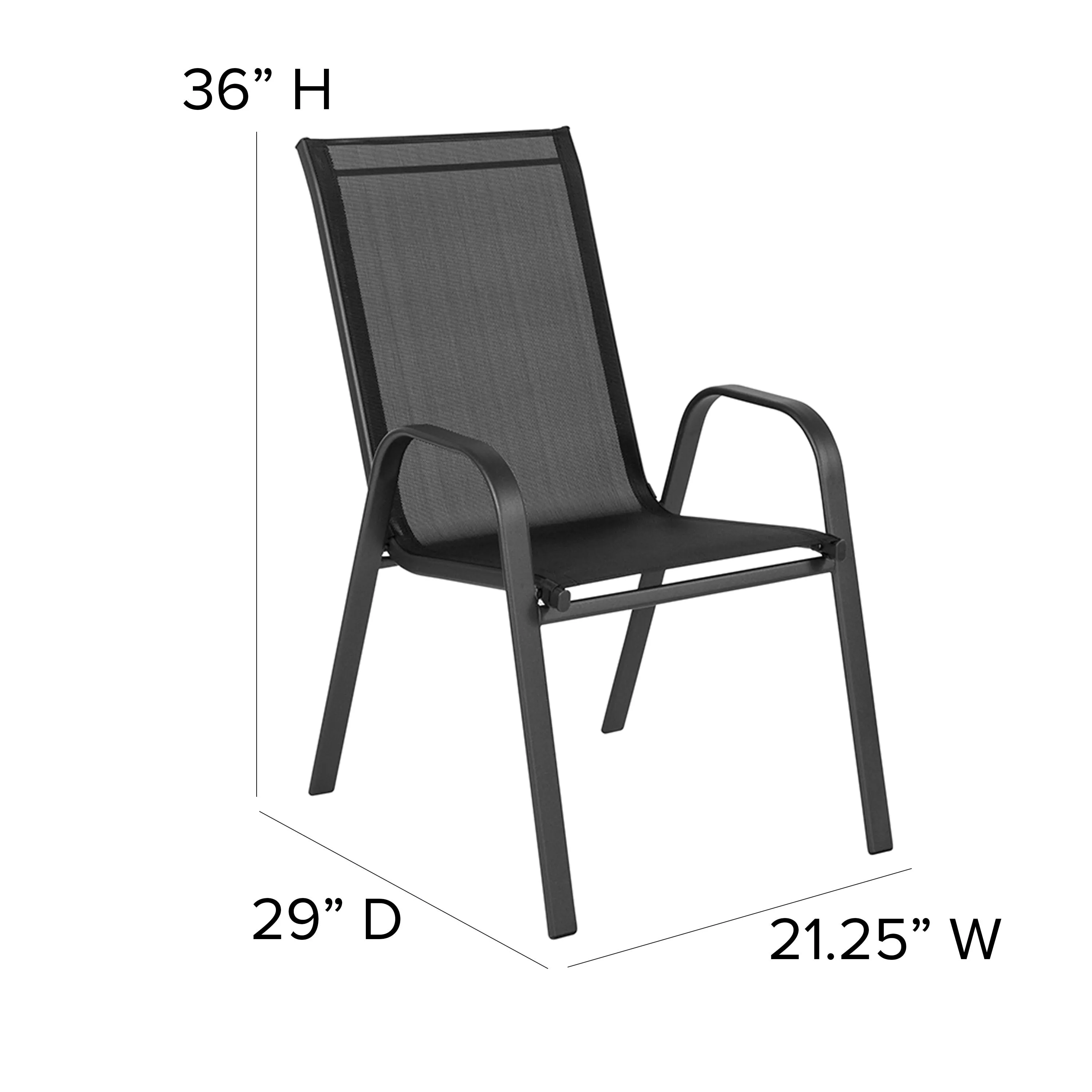 Brazos Series Outdoor Stack Chair with Flex Comfort Material and Metal Frame