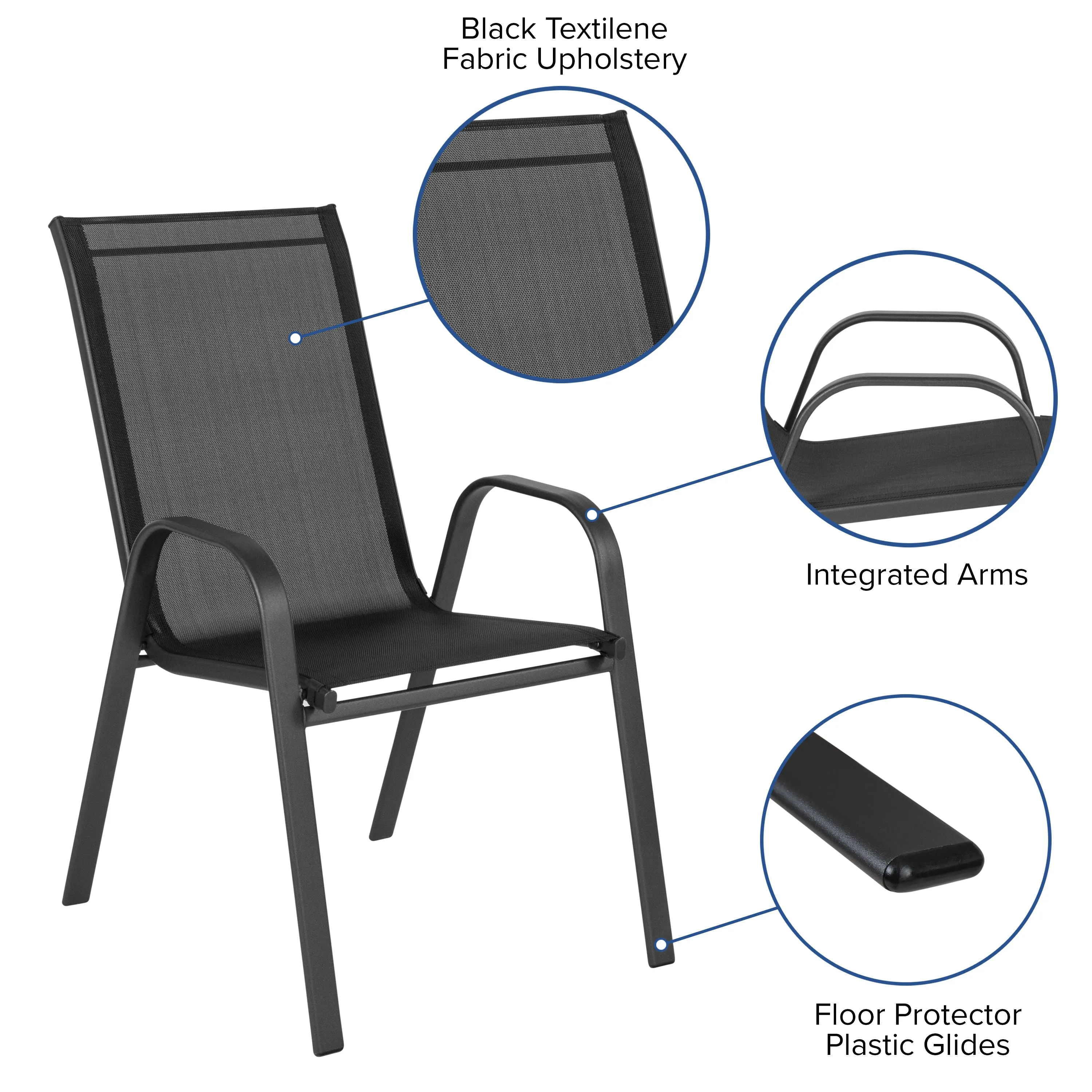 Brazos Series Outdoor Stack Chair with Flex Comfort Material and Metal Frame