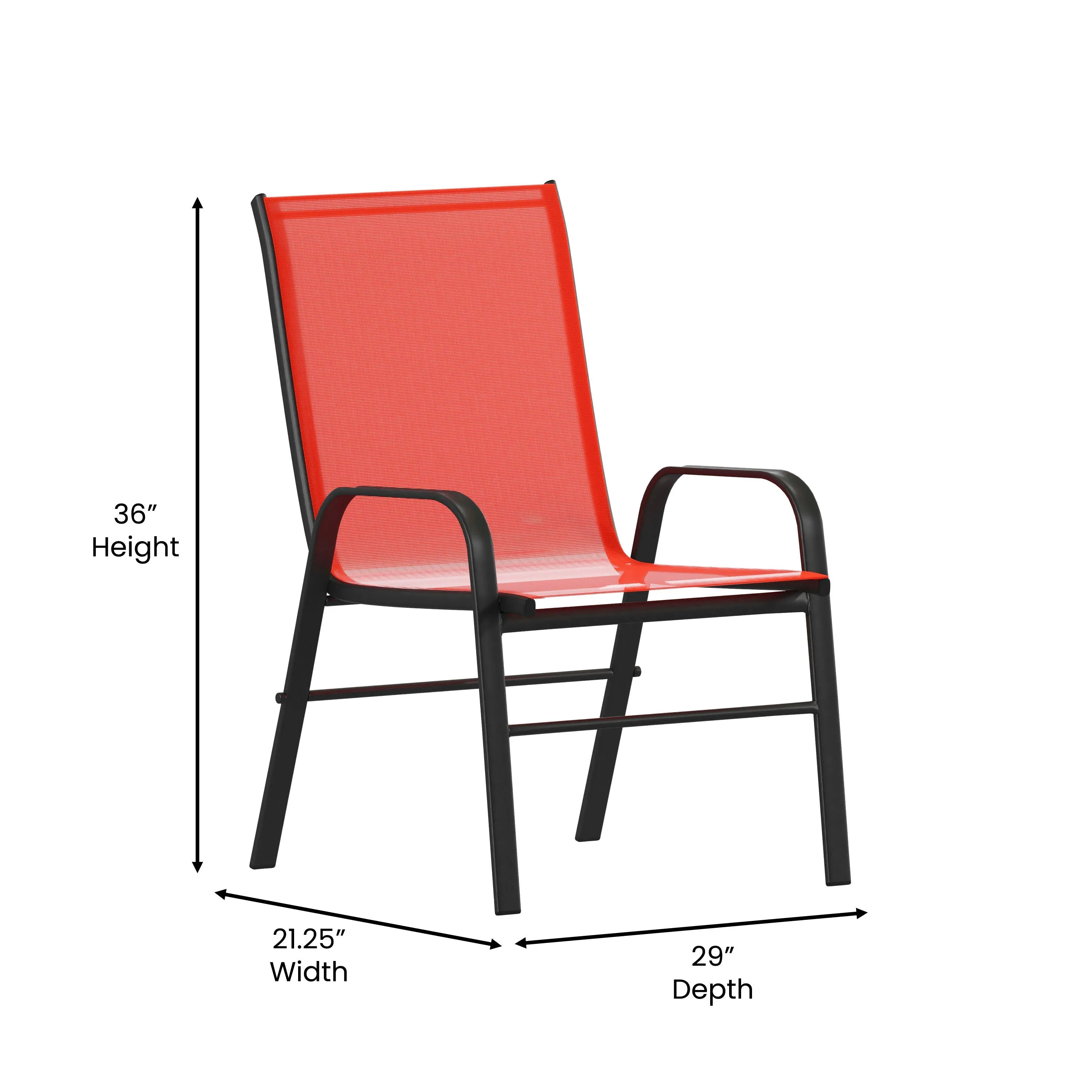 Brazos Series Outdoor Stack Chair with Flex Comfort Material and Metal Frame