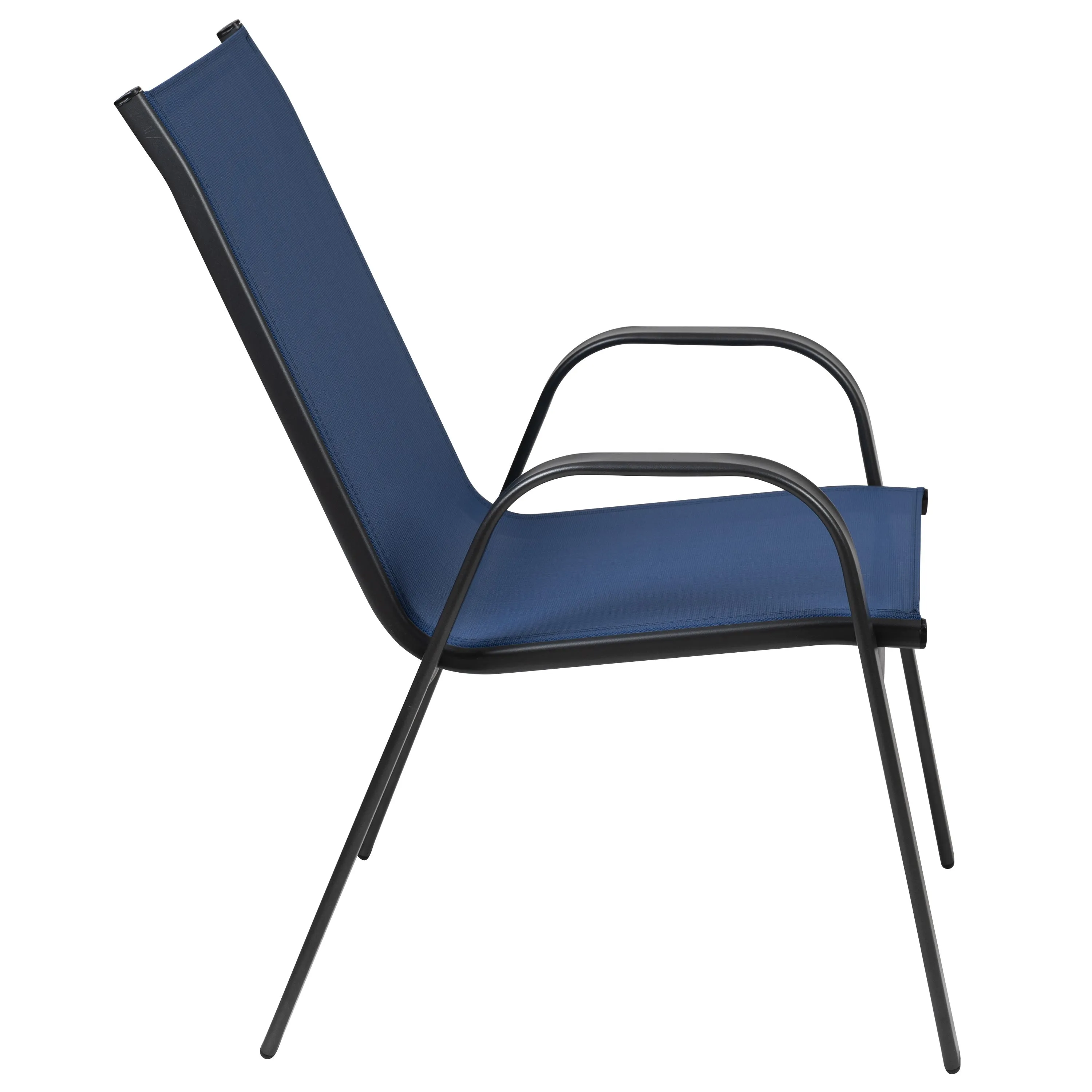 Brazos Series Outdoor Stack Chair with Flex Comfort Material and Metal Frame