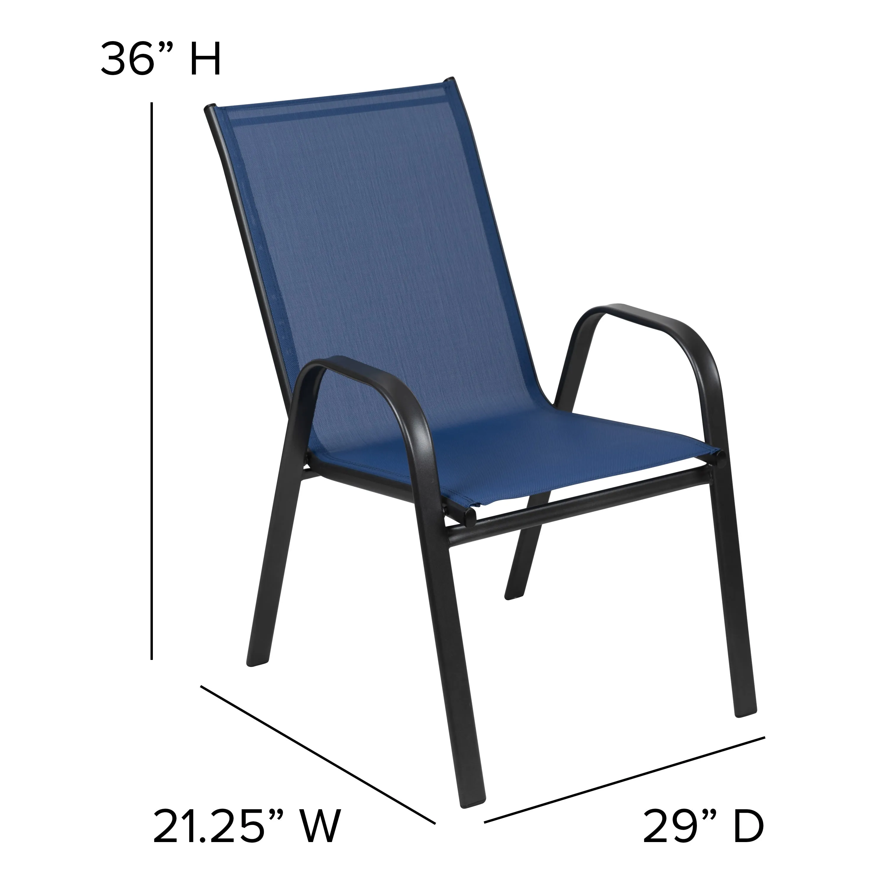 Brazos Series Outdoor Stack Chair with Flex Comfort Material and Metal Frame