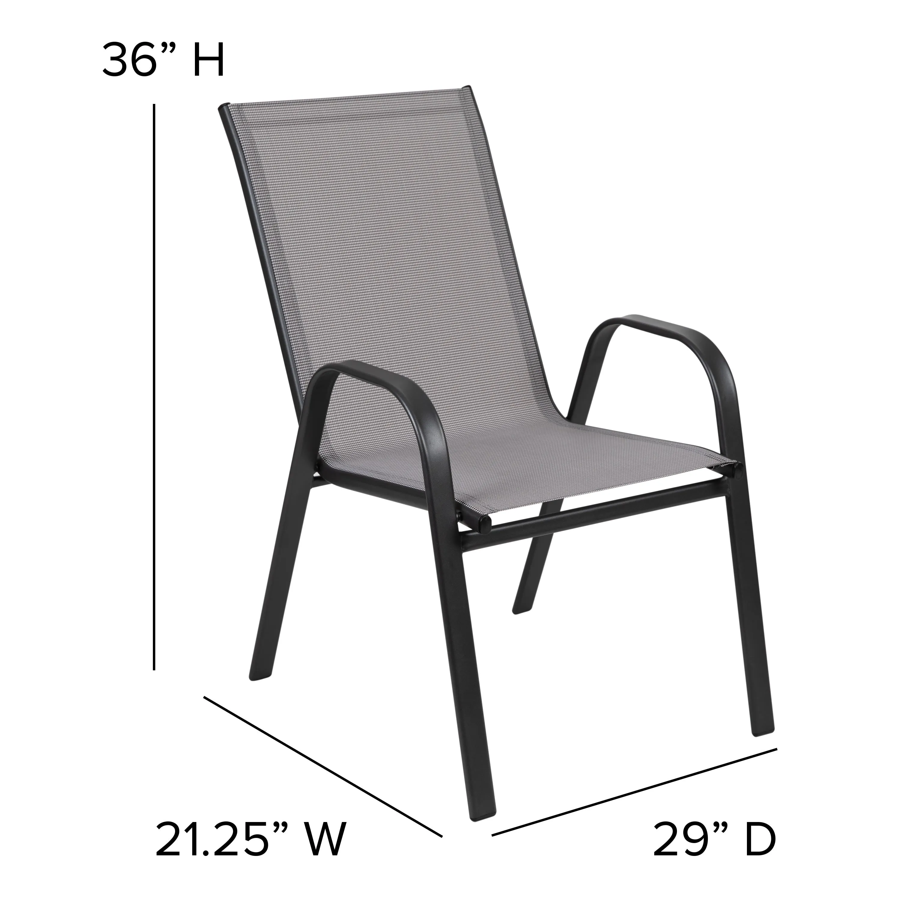 Brazos Series Outdoor Stack Chair with Flex Comfort Material and Metal Frame