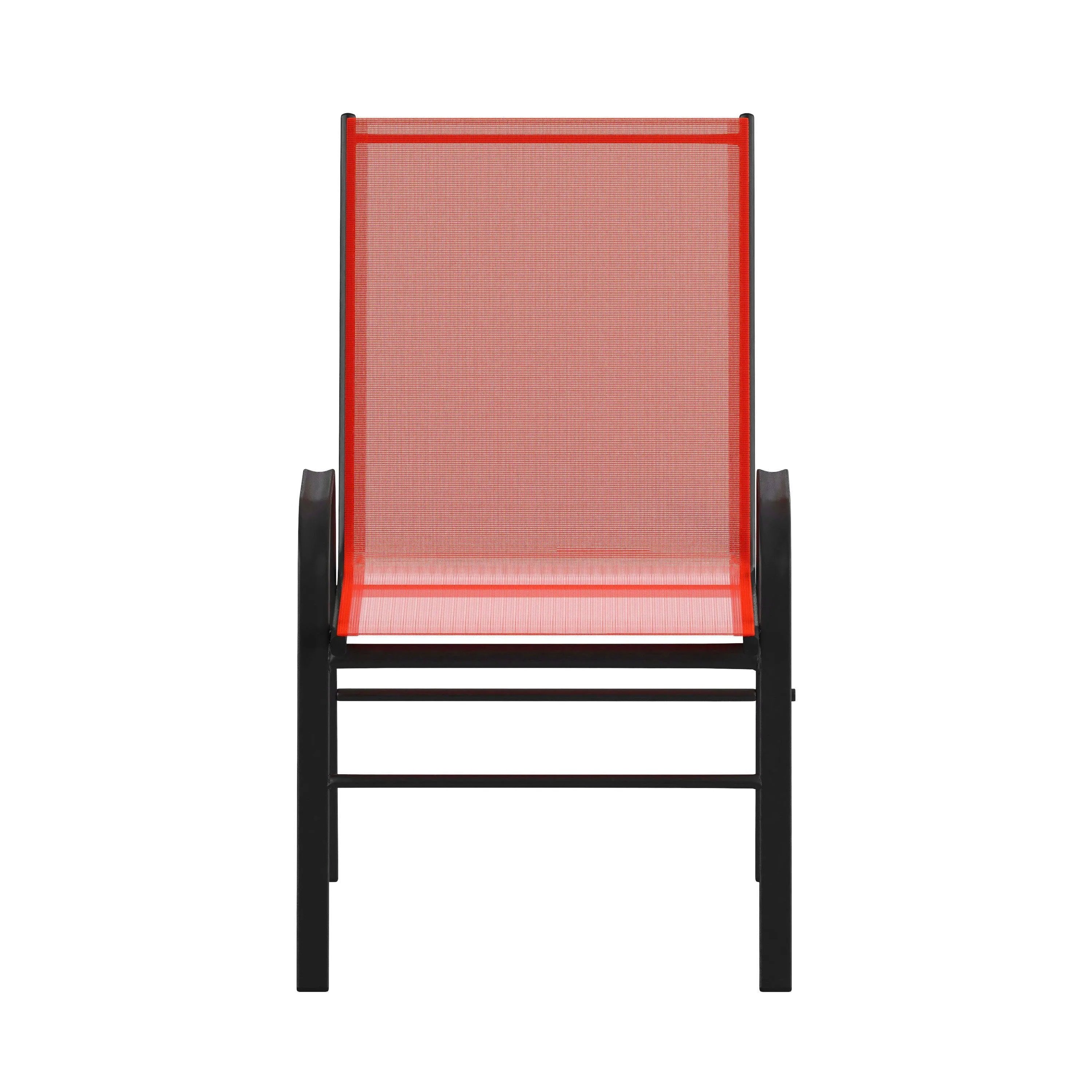 Brazos Series Outdoor Stack Chair with Flex Comfort Material and Metal Frame