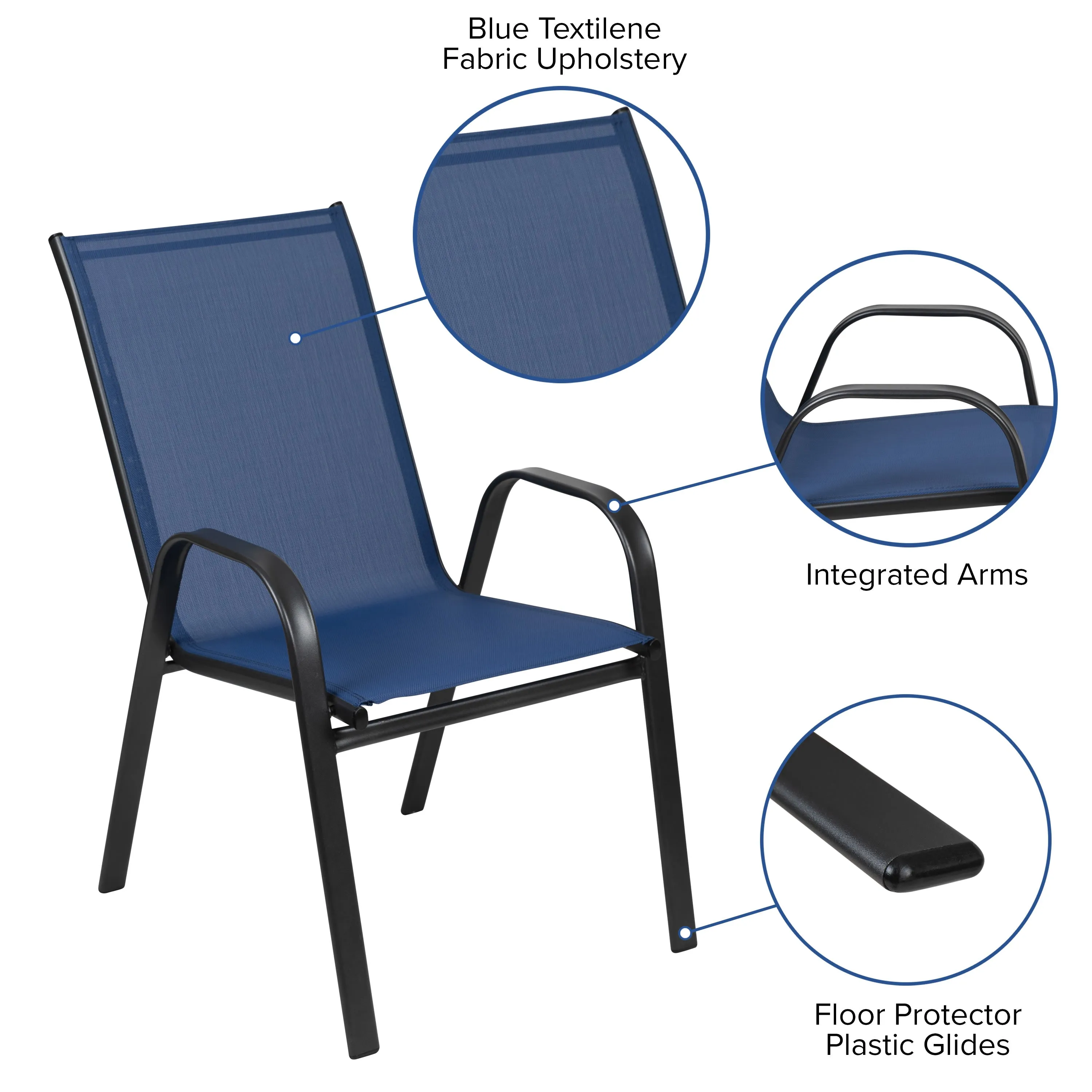 Brazos Series Outdoor Stack Chair with Flex Comfort Material and Metal Frame