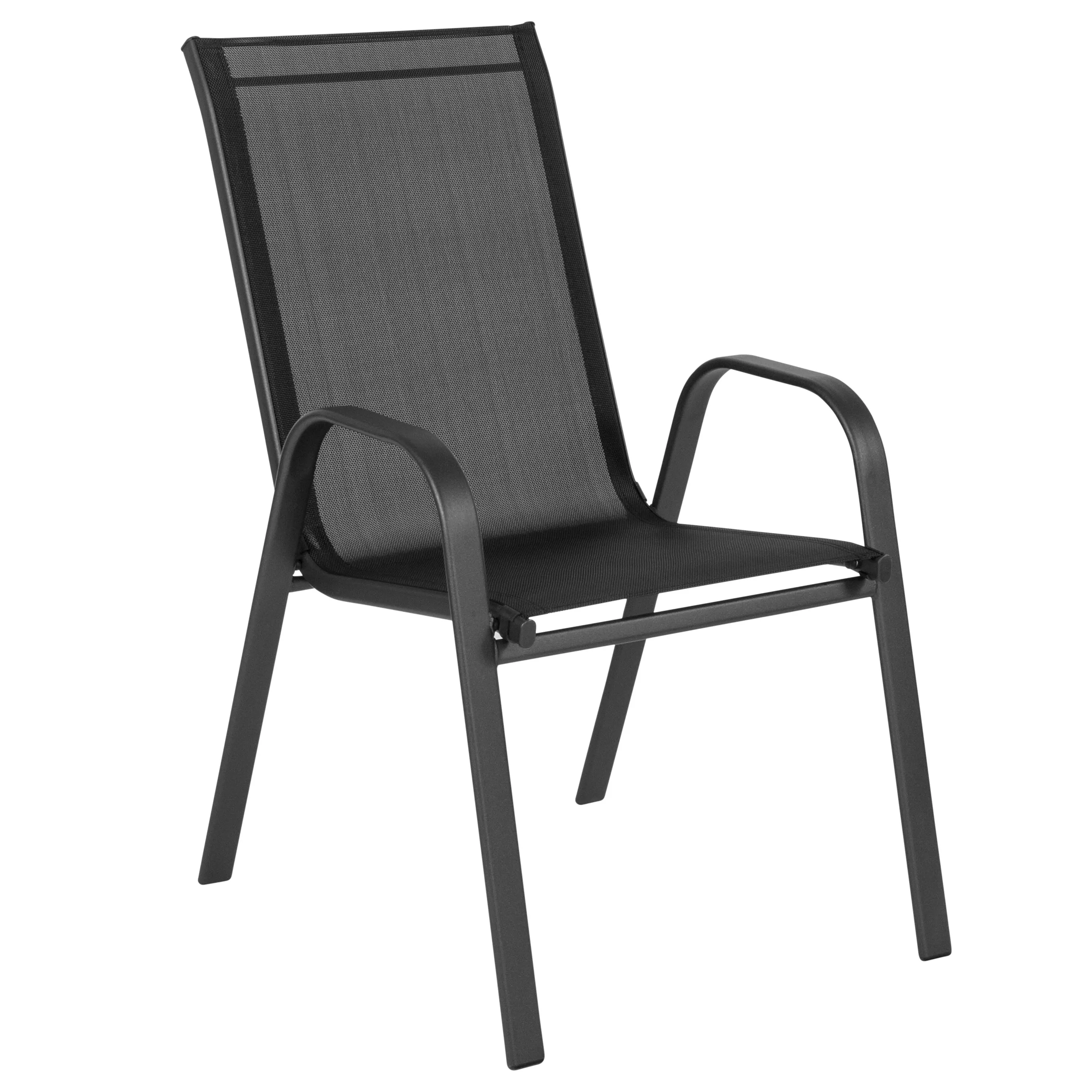 Brazos Series Outdoor Stack Chair with Flex Comfort Material and Metal Frame