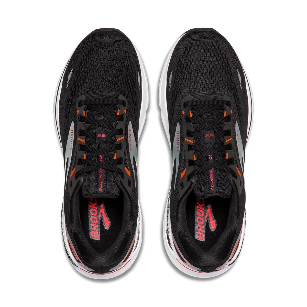 Brooks Adrenaline GTS 23 Mens | Black/mandarin Red/silver