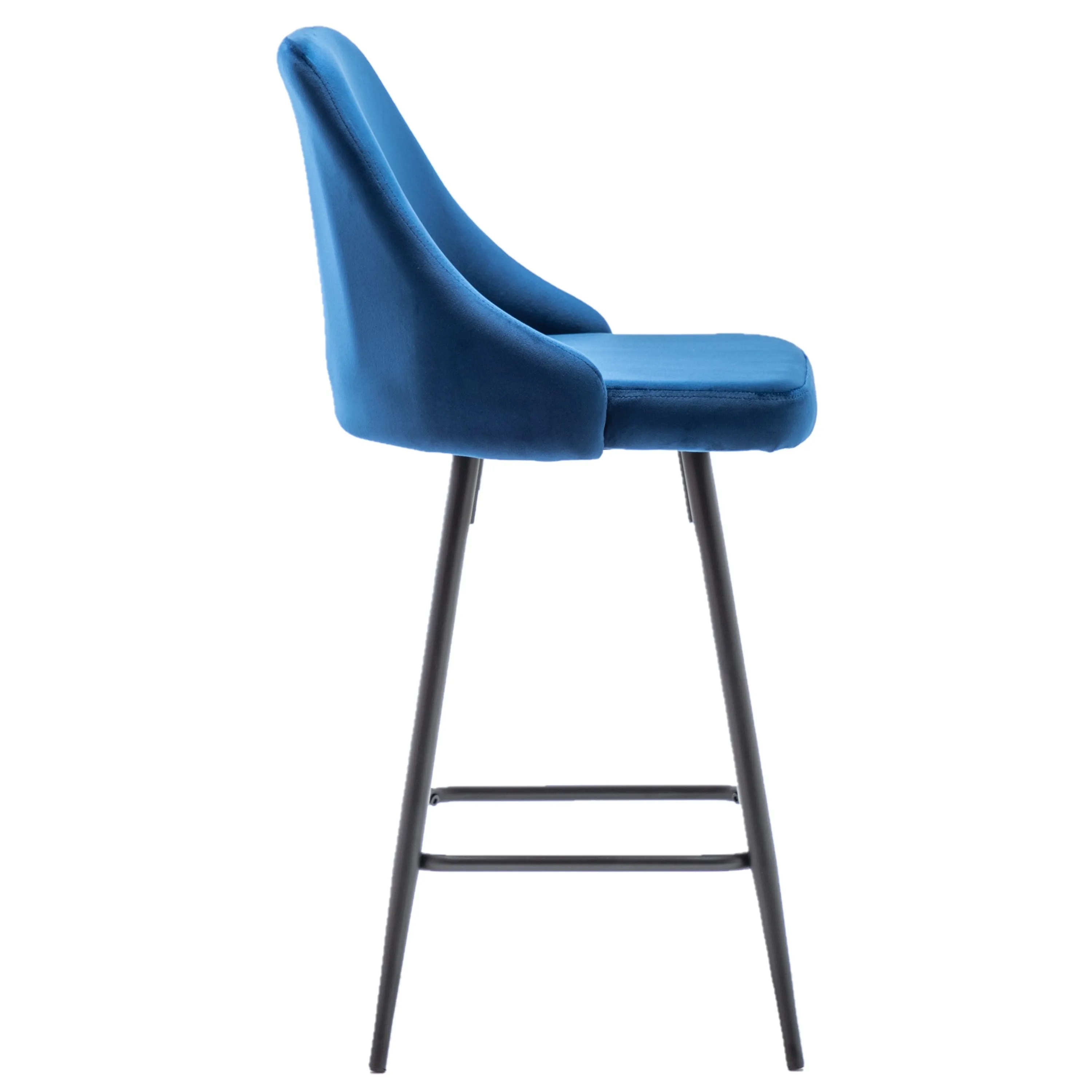 BTExpert Chacha Velvet Blue barstools Upholstered Modern Counter height One Stool Bar Chair -One