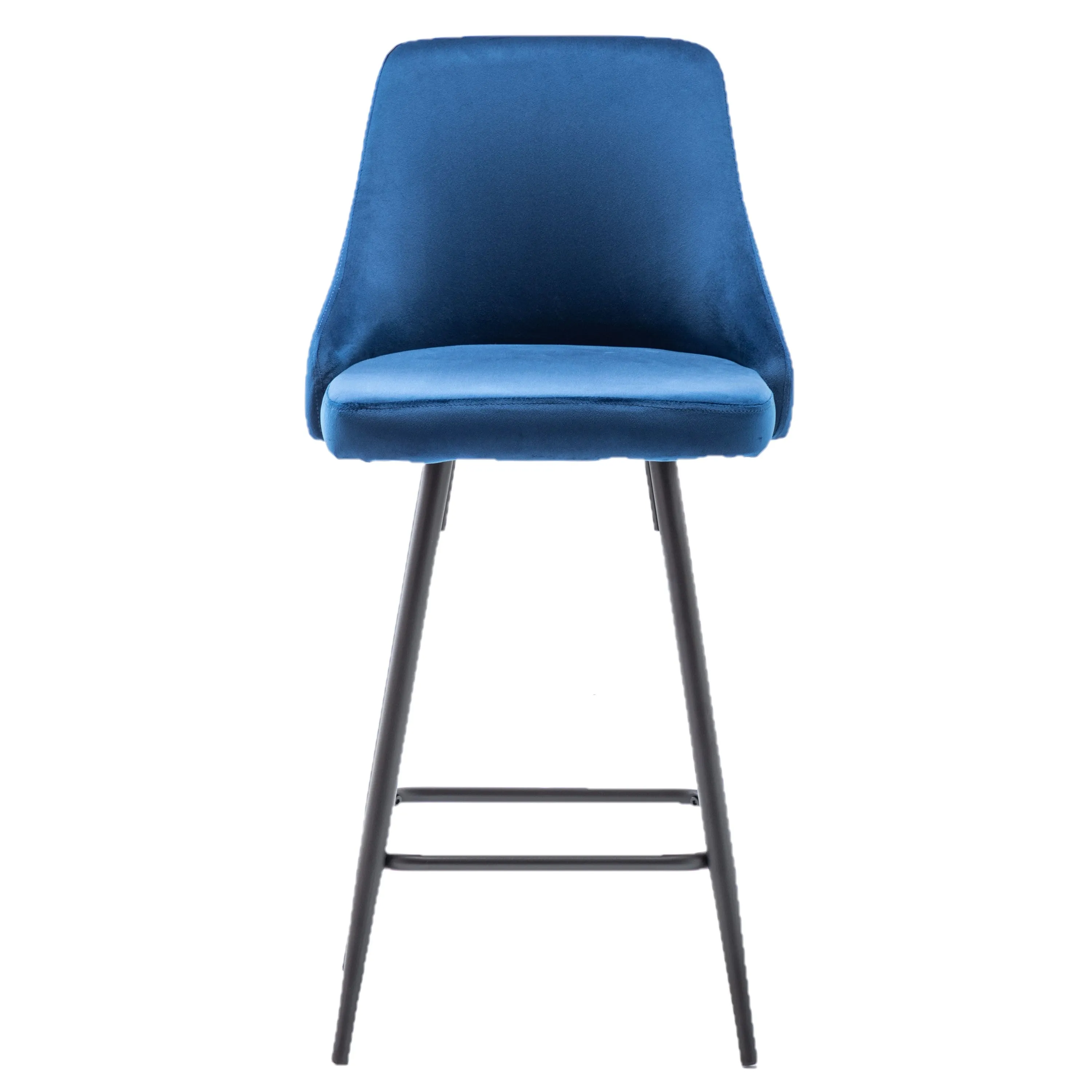 BTExpert Chacha Velvet Blue barstools Upholstered Modern Counter height One Stool Bar Chair -One