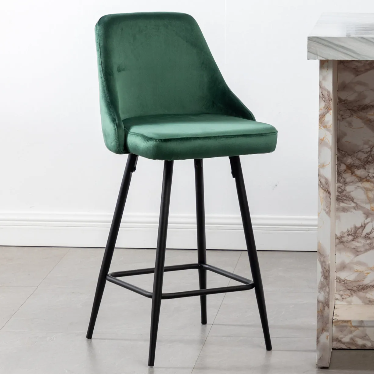 BTExpert Faiza Velvet Geen Upholstered Modern  Barstool Stool Bar Chair -One