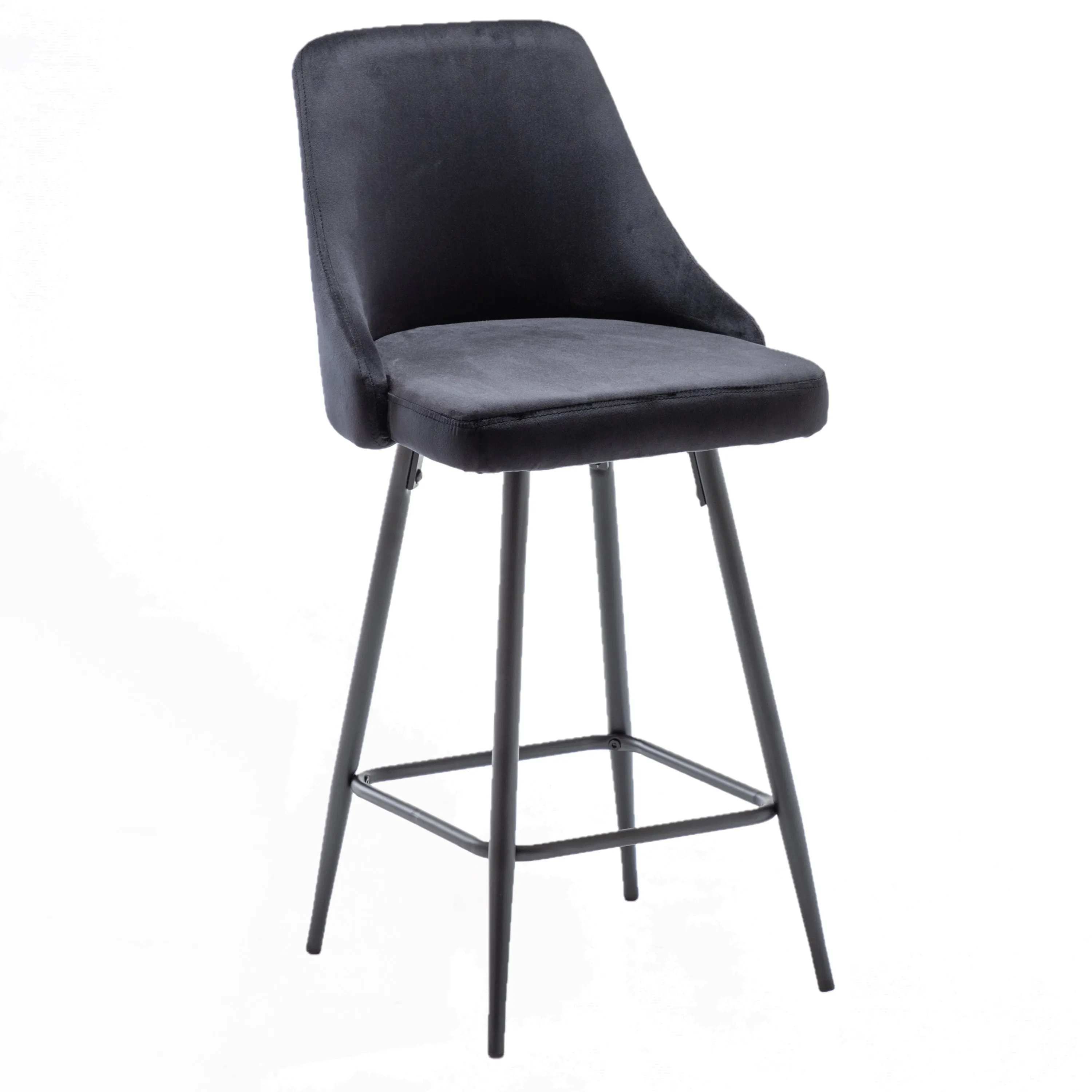 BTExpert Hafsa Velvet Black Upholstered Modern barstool Stool Bar Chair -One