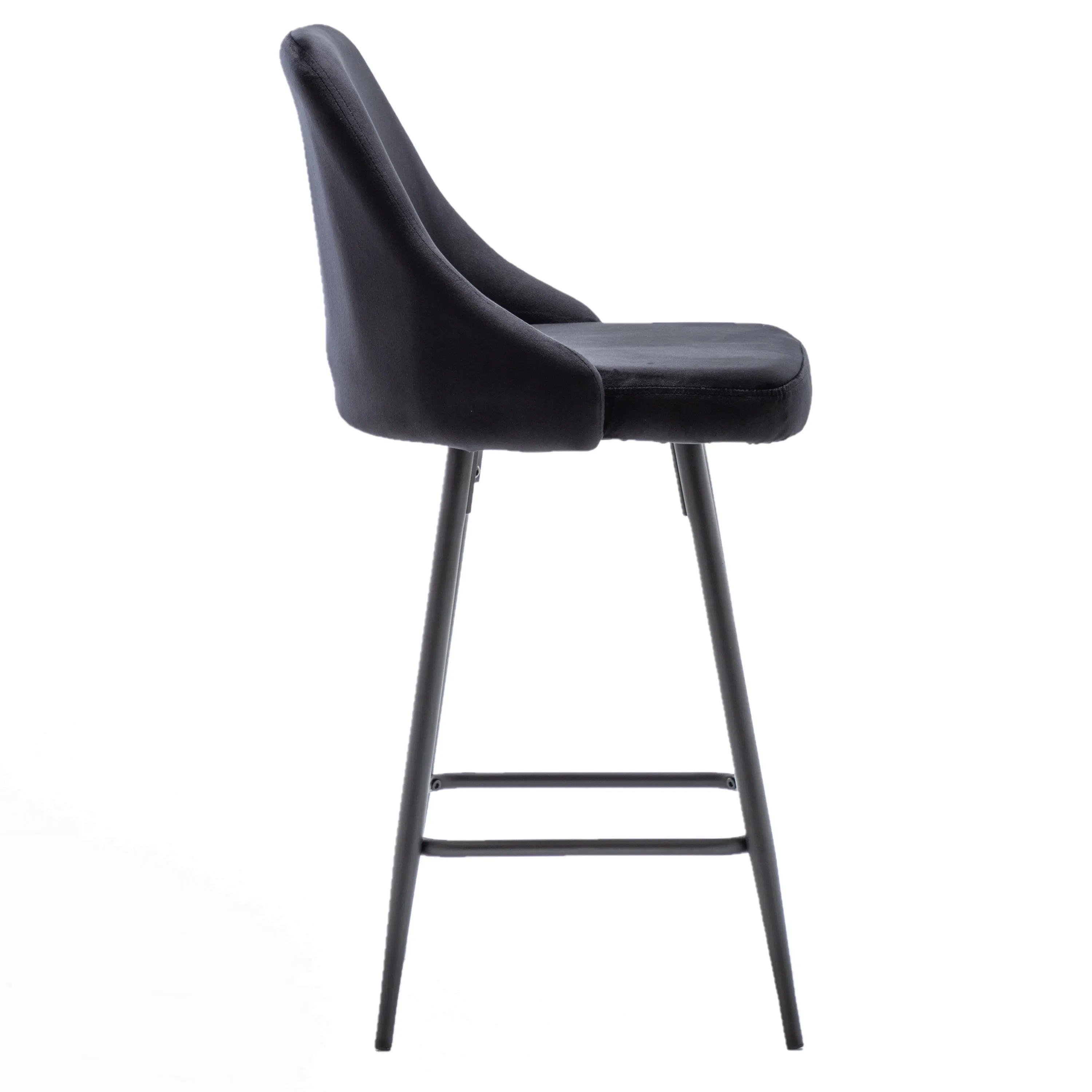 BTExpert Hafsa Velvet Black Upholstered Modern barstool Stool Bar Chair -One