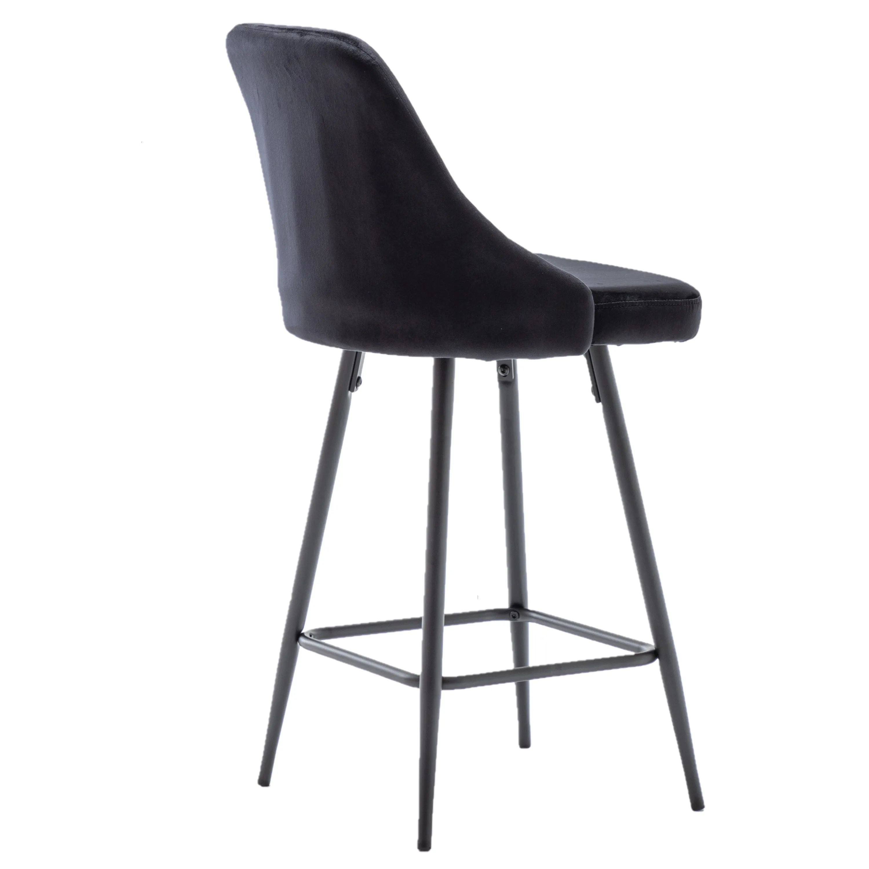 BTExpert Hafsa Velvet Black Upholstered Modern barstool Stool Bar Chair -One