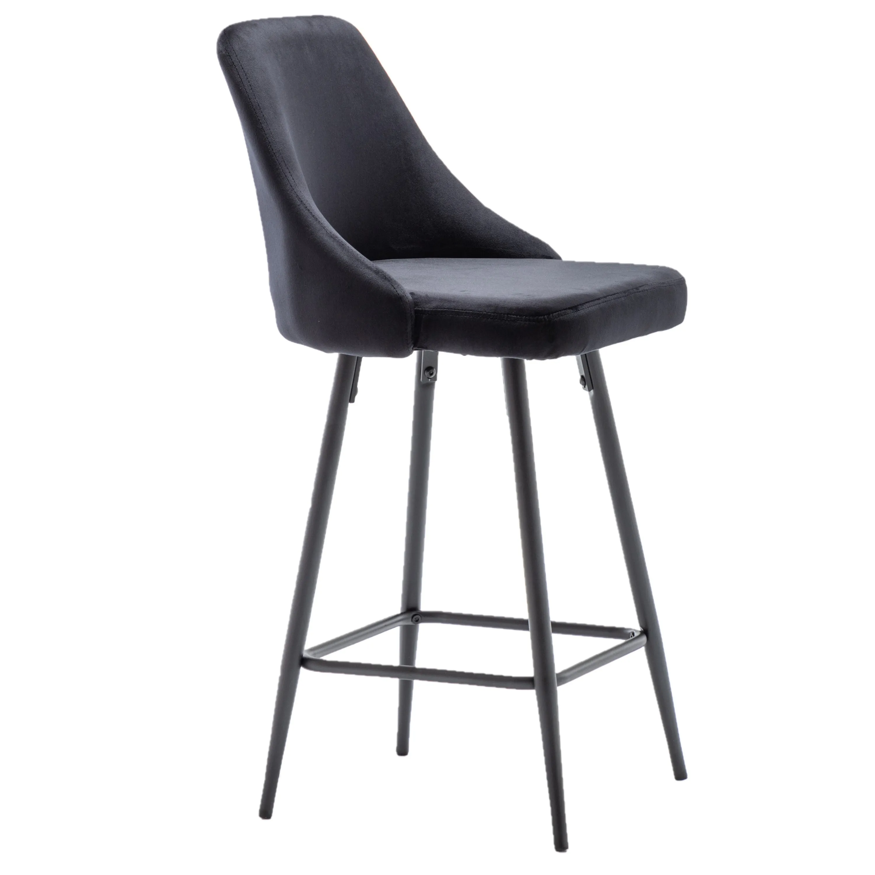 BTExpert Hafsa Velvet Black Upholstered Modern barstool Stool Bar Chair -One