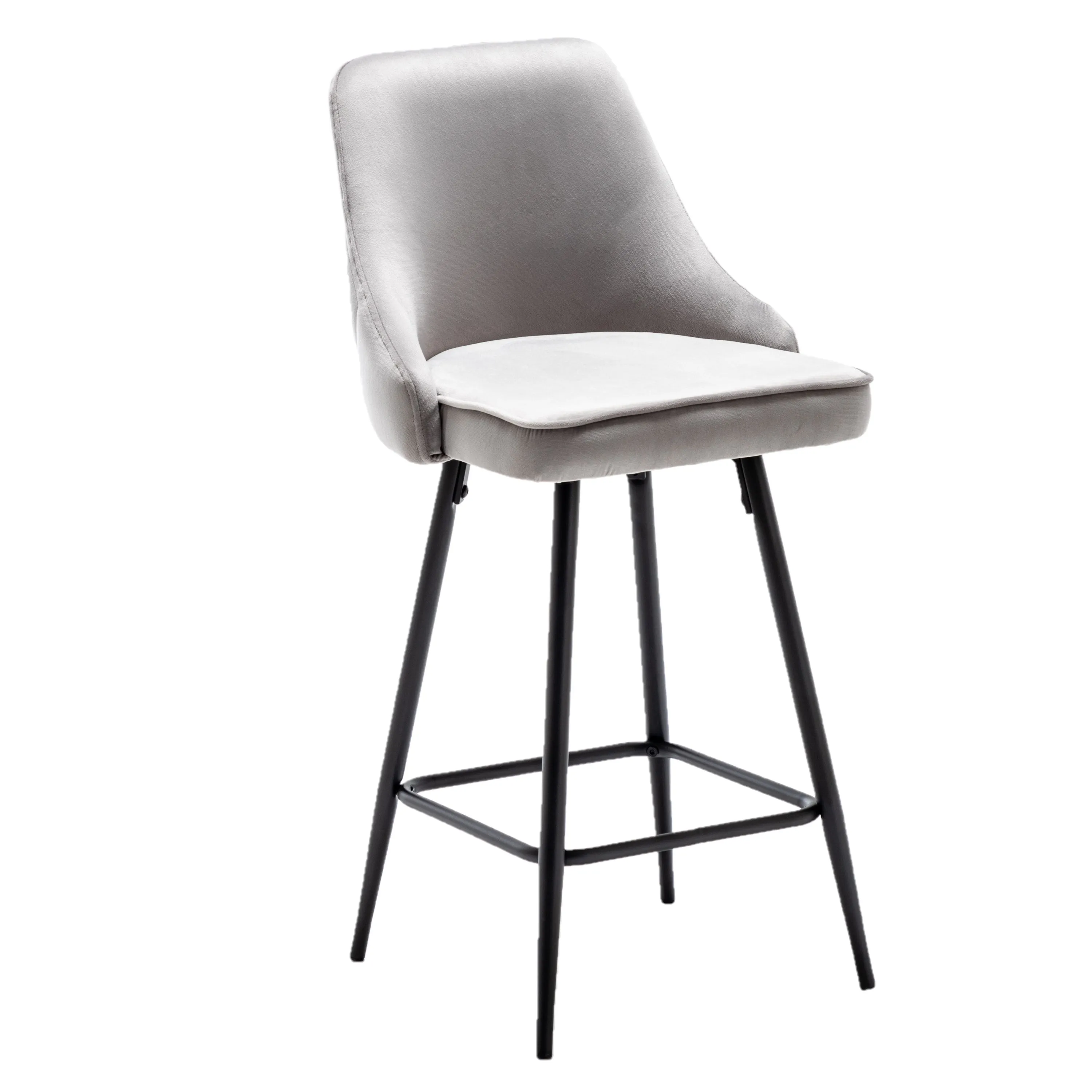 BTExpert Tasleem Velvet Gray Tufted Upholstered Counter Barstool Modern Stool Bar Chair -One