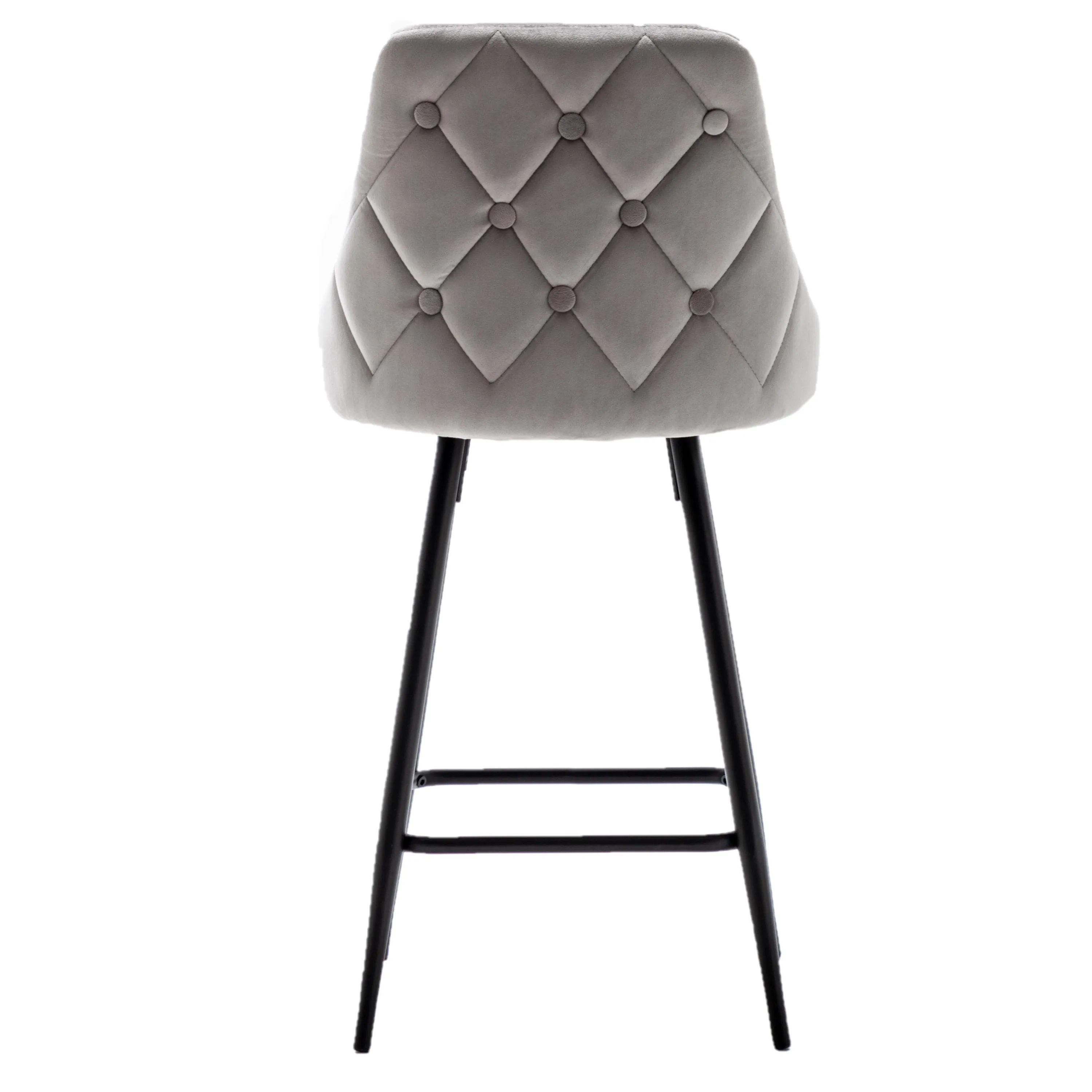 BTExpert Tasleem Velvet Gray Tufted Upholstered Counter Barstool Modern Stool Bar Chair -One