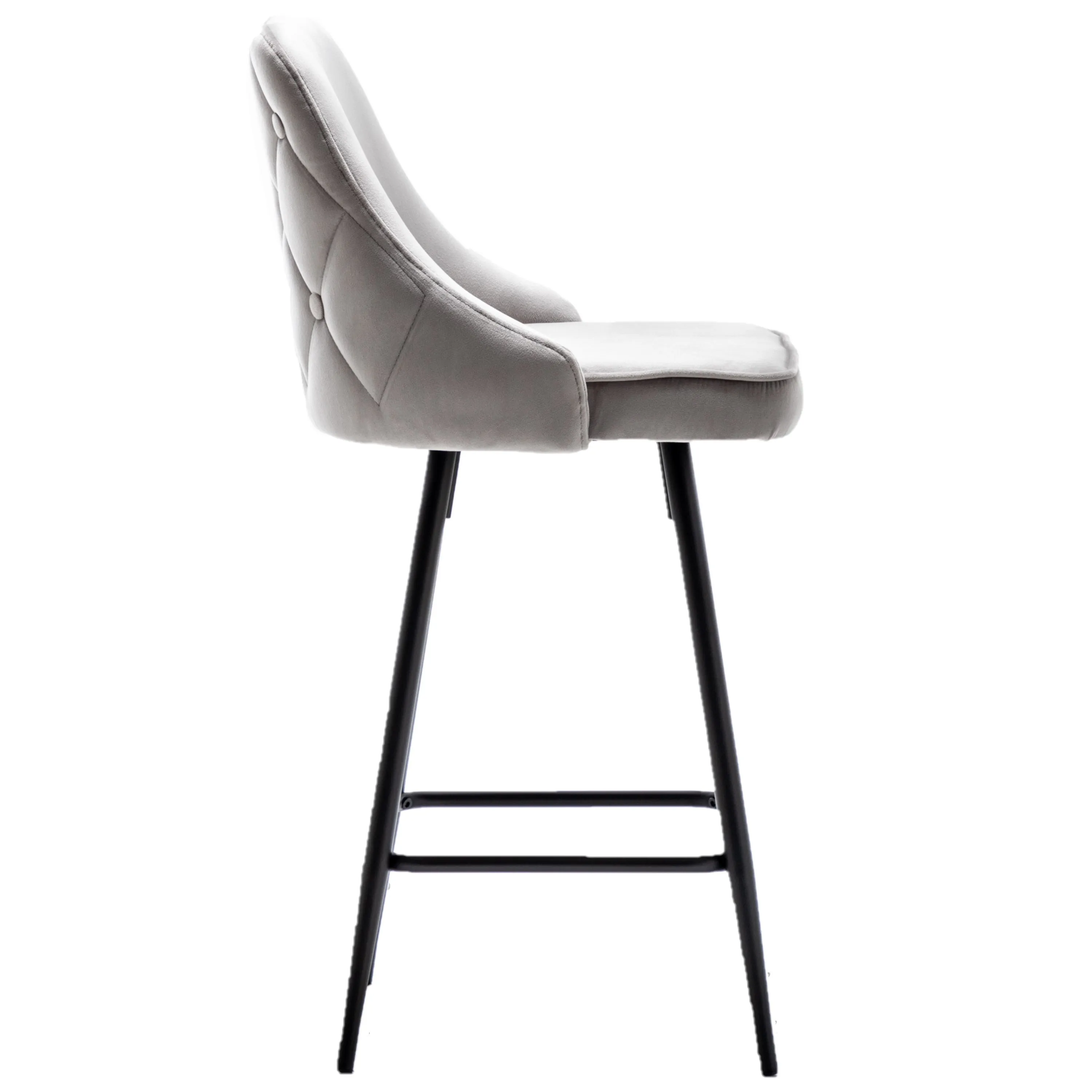 BTExpert Tasleem Velvet Gray Tufted Upholstered Counter Barstool Modern Stool Bar Chair -One