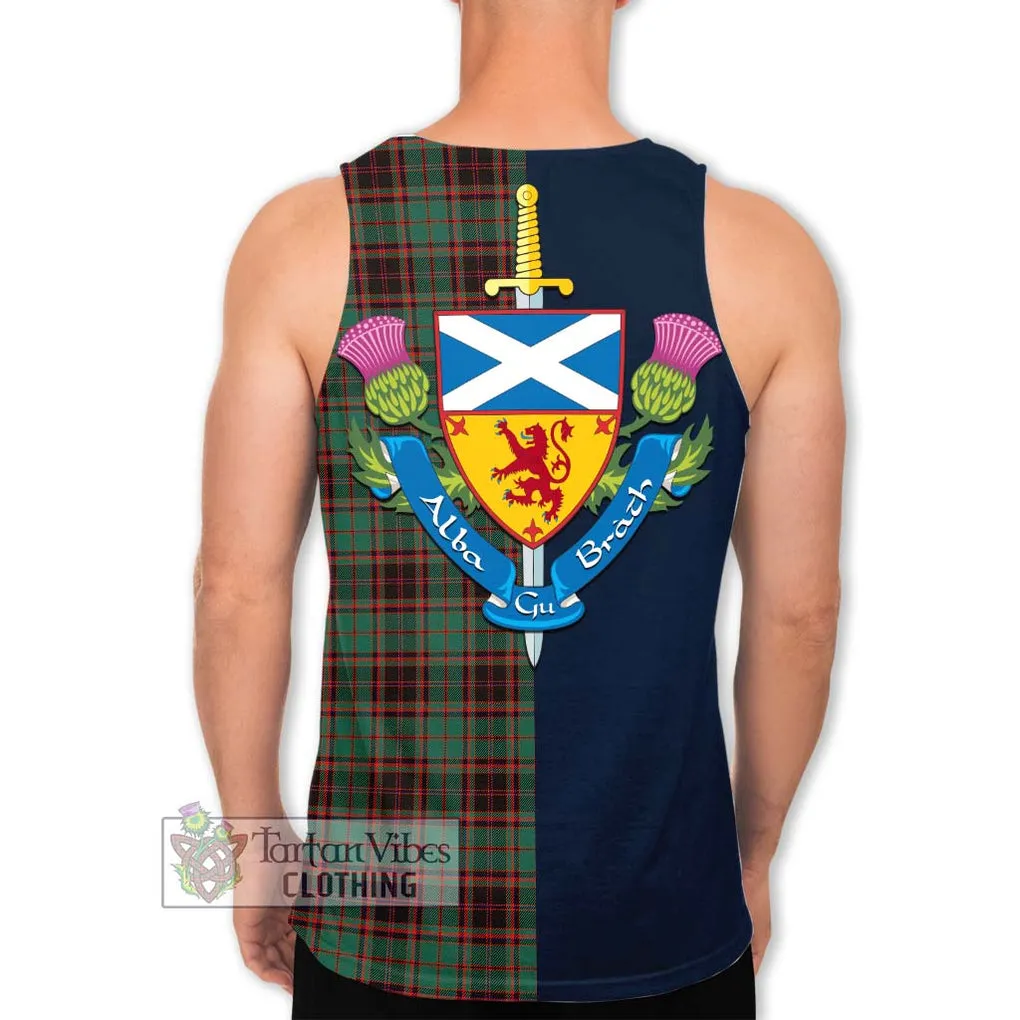 Buchan Ancient Tartan Men's Tank Top Alba with Scottish Lion Royal Arm Half Style