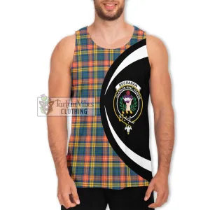 Buchanan Ancient Tartan Men's Tank Top with Family Crest Circle Style