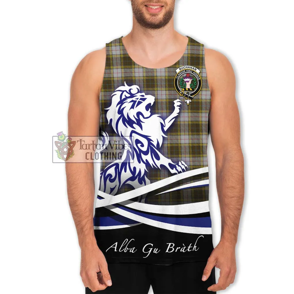 Buchanan Dress Tartan Men's Tank Top with Alba Gu Brath Regal Lion Emblem