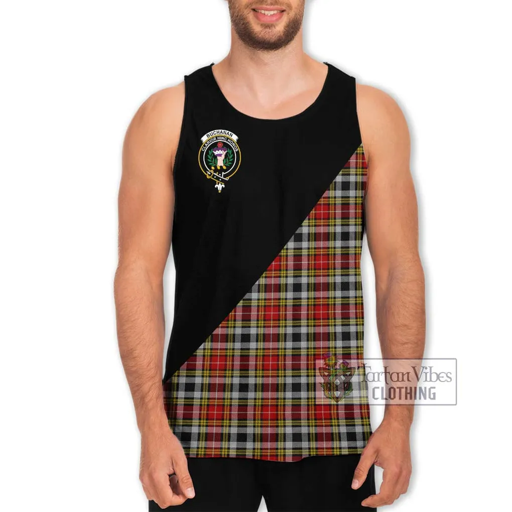 Buchanan Old Dress Tartan Men's Tank Top with Family Crest and Military Logo Style