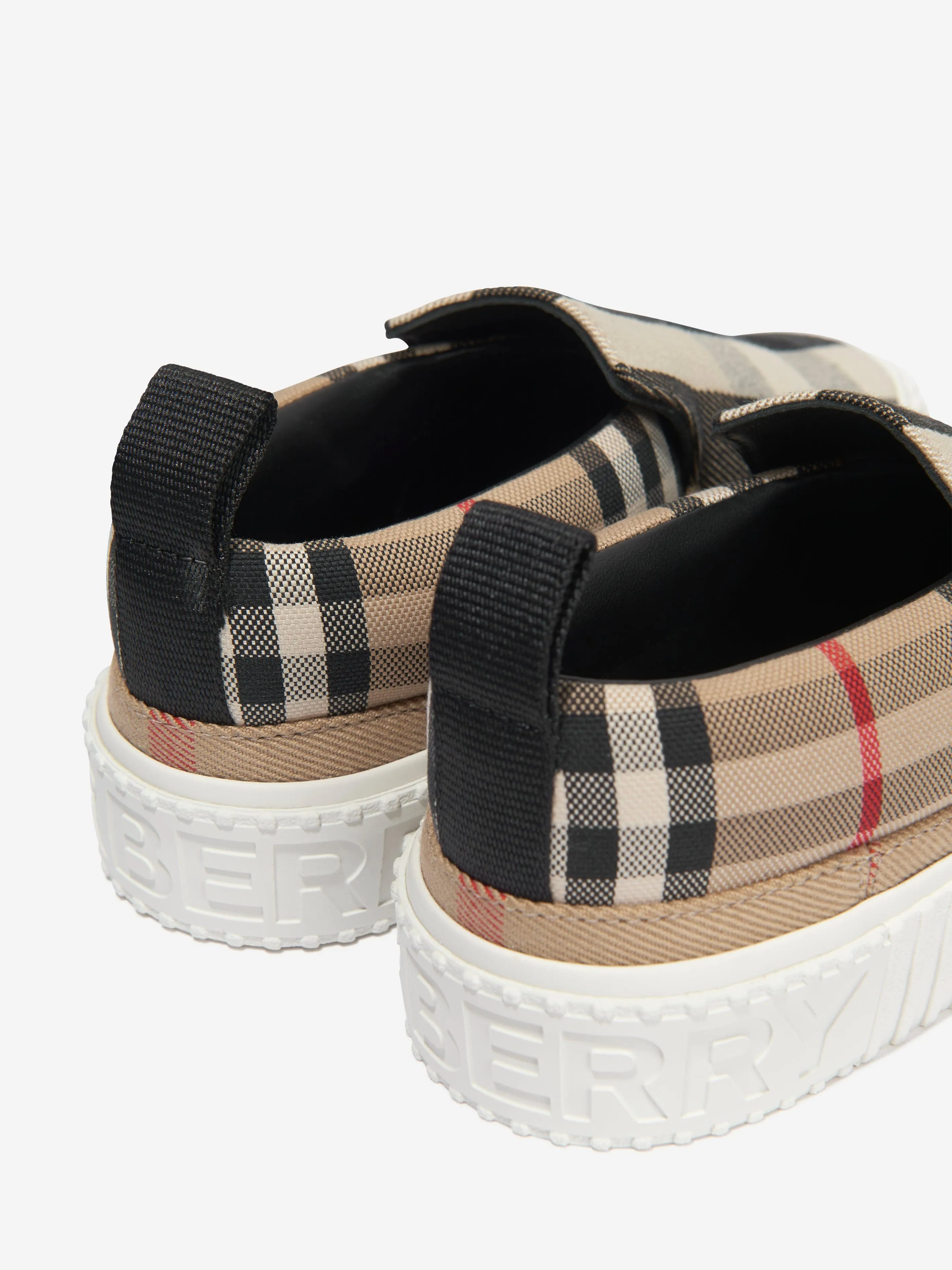 Burberry Kids Check Andrew Slip On Trainers In Beige