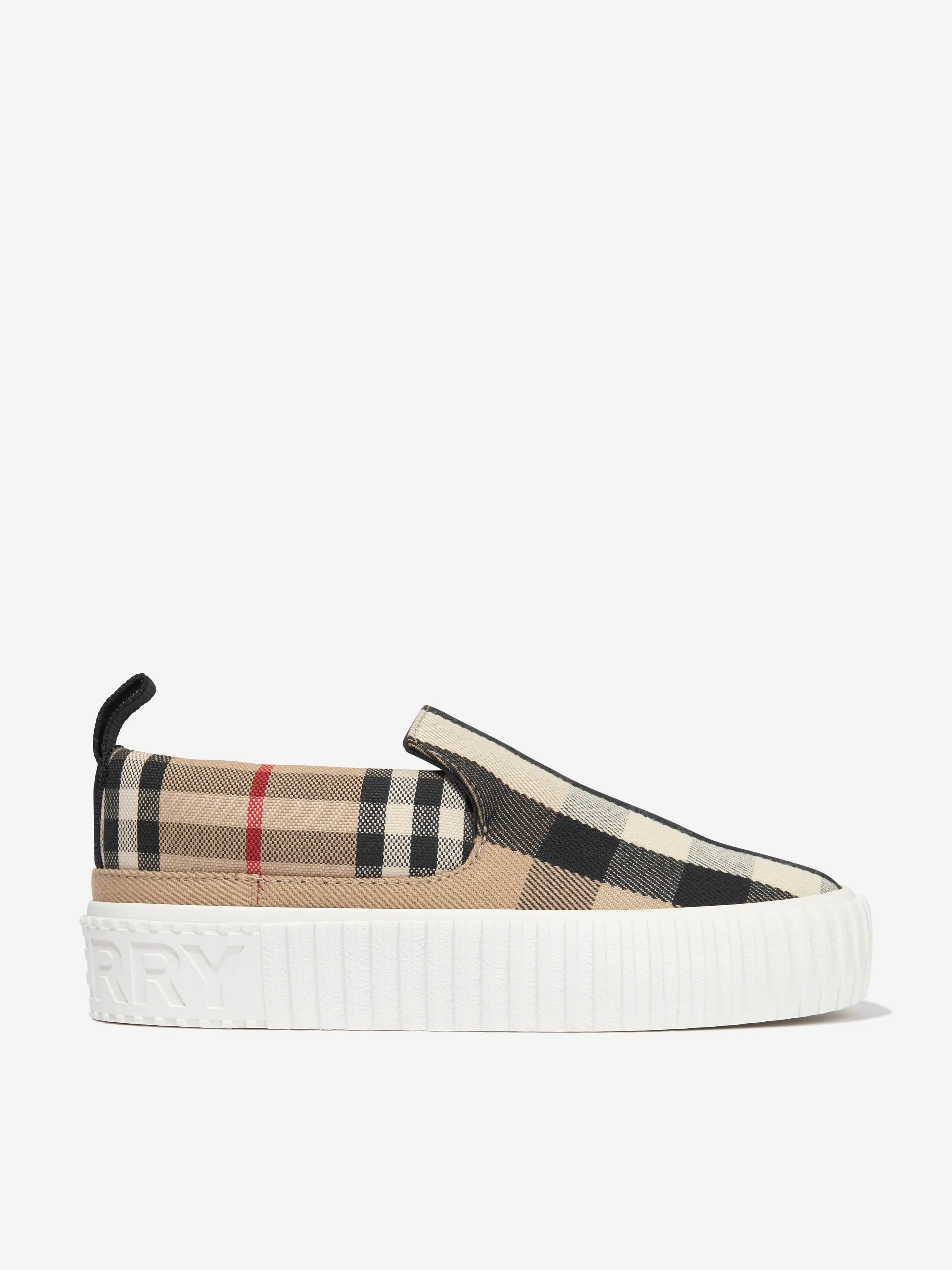 Burberry Kids Check Andrew Slip On Trainers In Beige