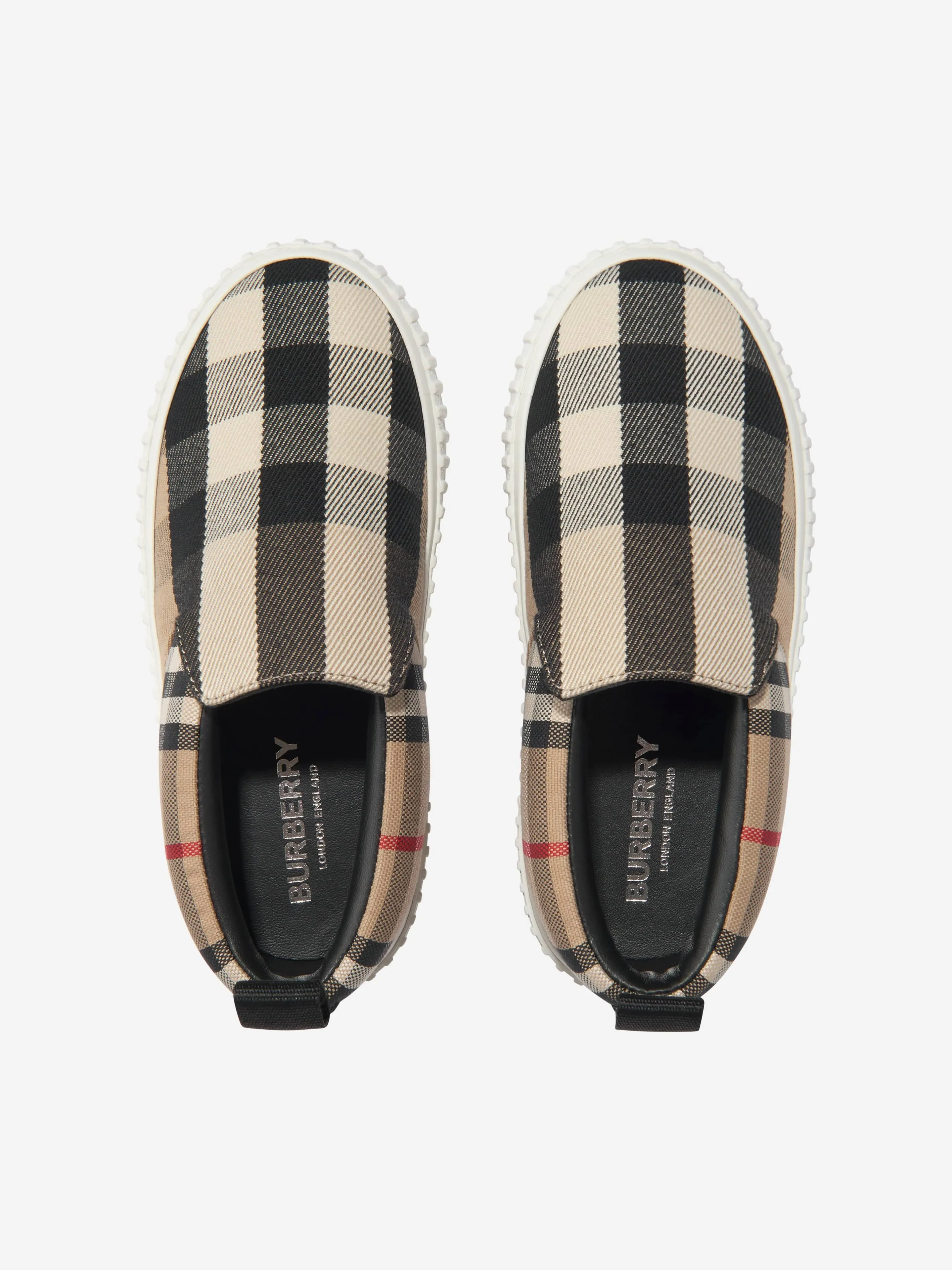 Burberry Kids Check Andrew Slip On Trainers In Beige