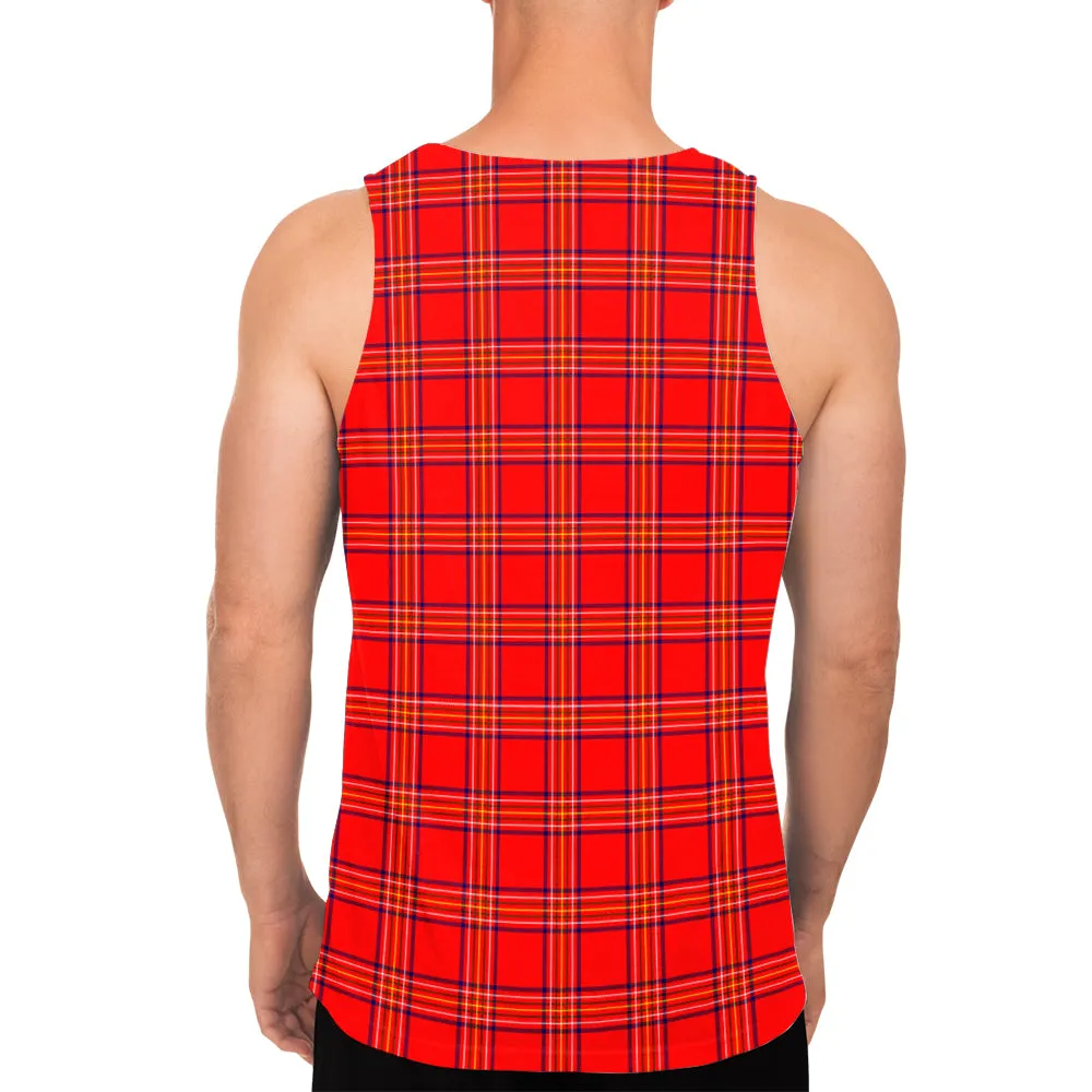 Burnett Modern Tartan Mens Tank Top with Family Crest