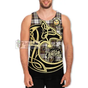 Burns Battalion Weathered Tartan Men's Tank Top with Family Crest Celtic Wolf Style