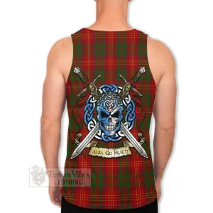 Burns Tartan Men's Tank Top with Family Crest Celtic Skull Style