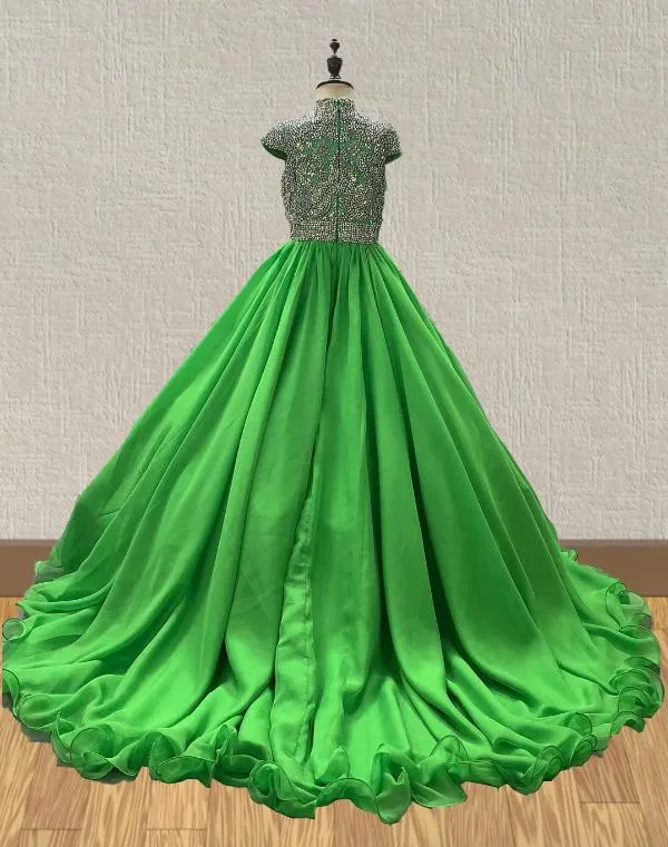 Cap Sleeve Stunning Young GIrls Glitz Ball Gowns