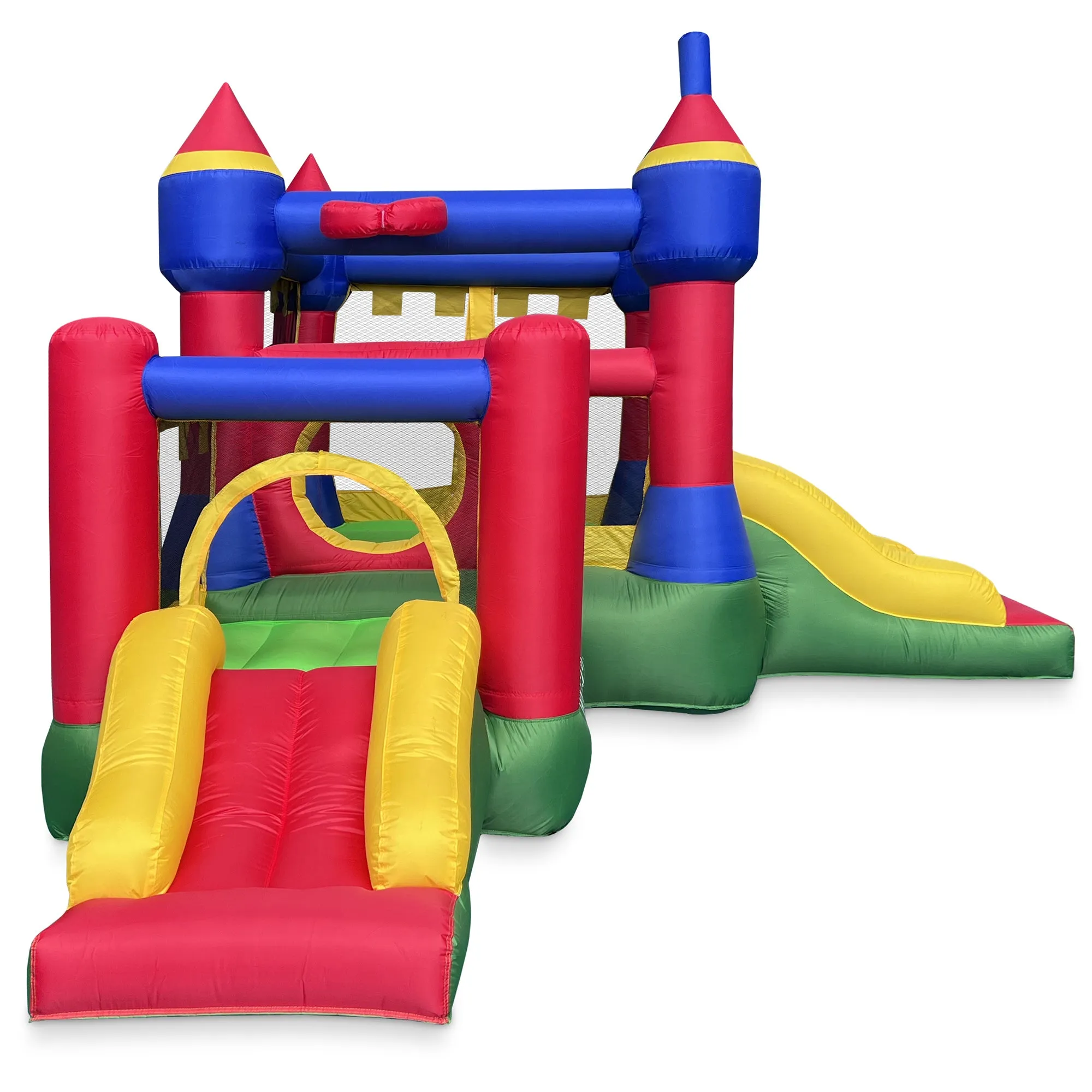 Castle Bounce House for Kids with Blower - Two Jump Areas and Slides