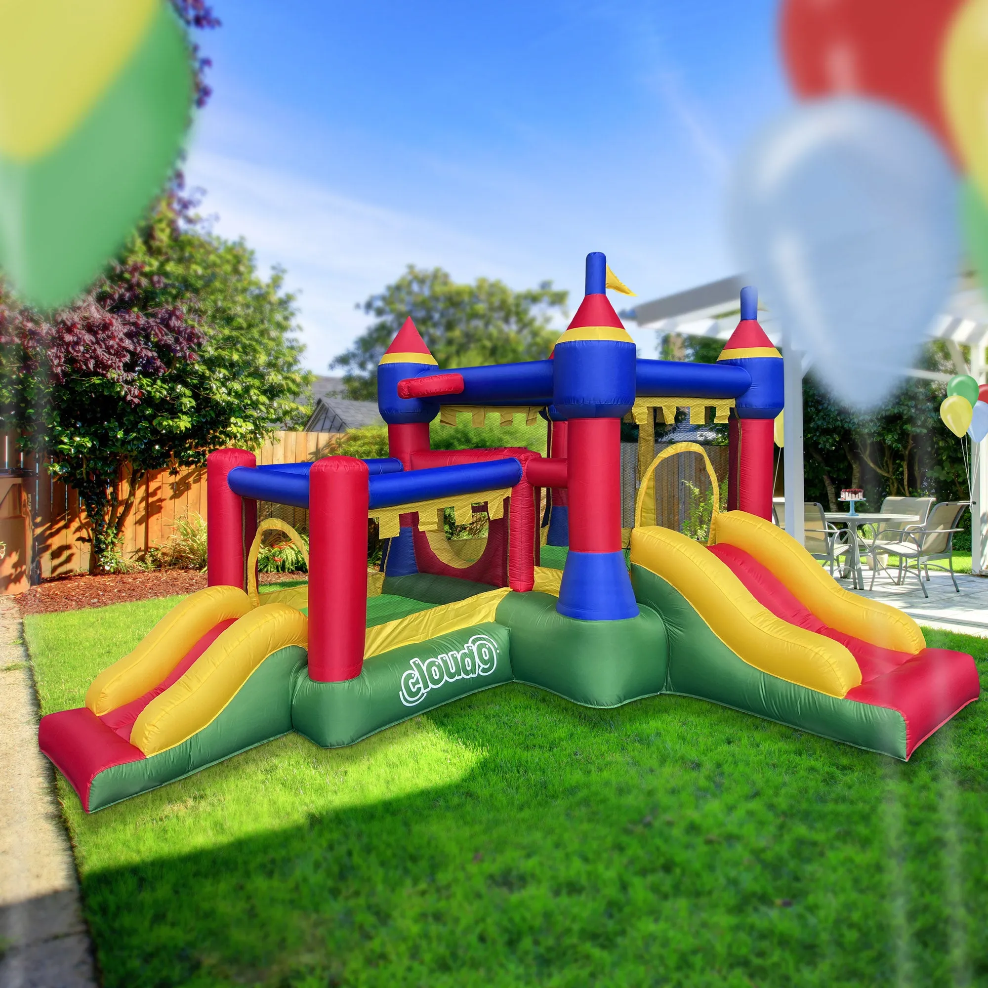 Castle Bounce House for Kids with Blower - Two Jump Areas and Slides