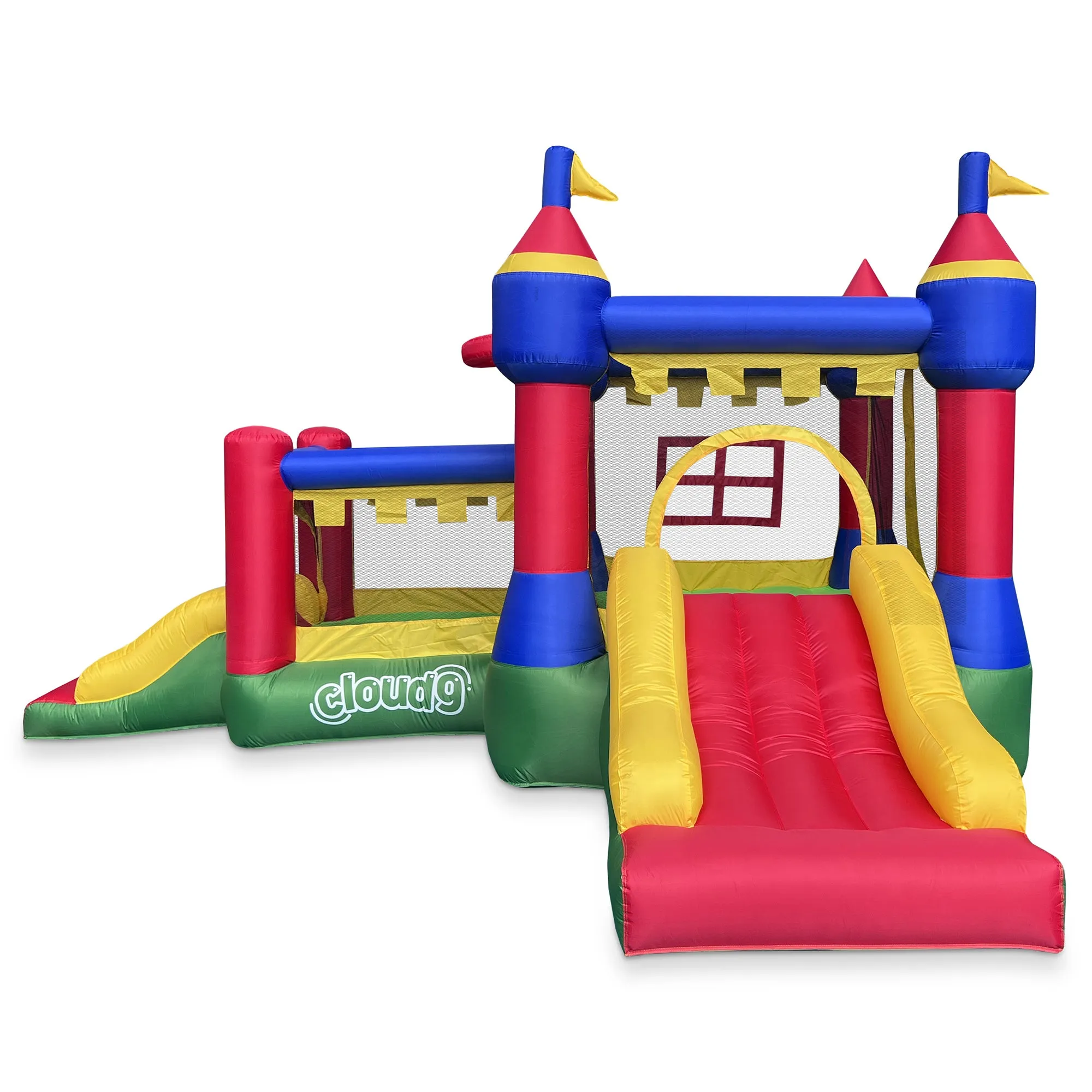 Castle Bounce House for Kids with Blower - Two Jump Areas and Slides